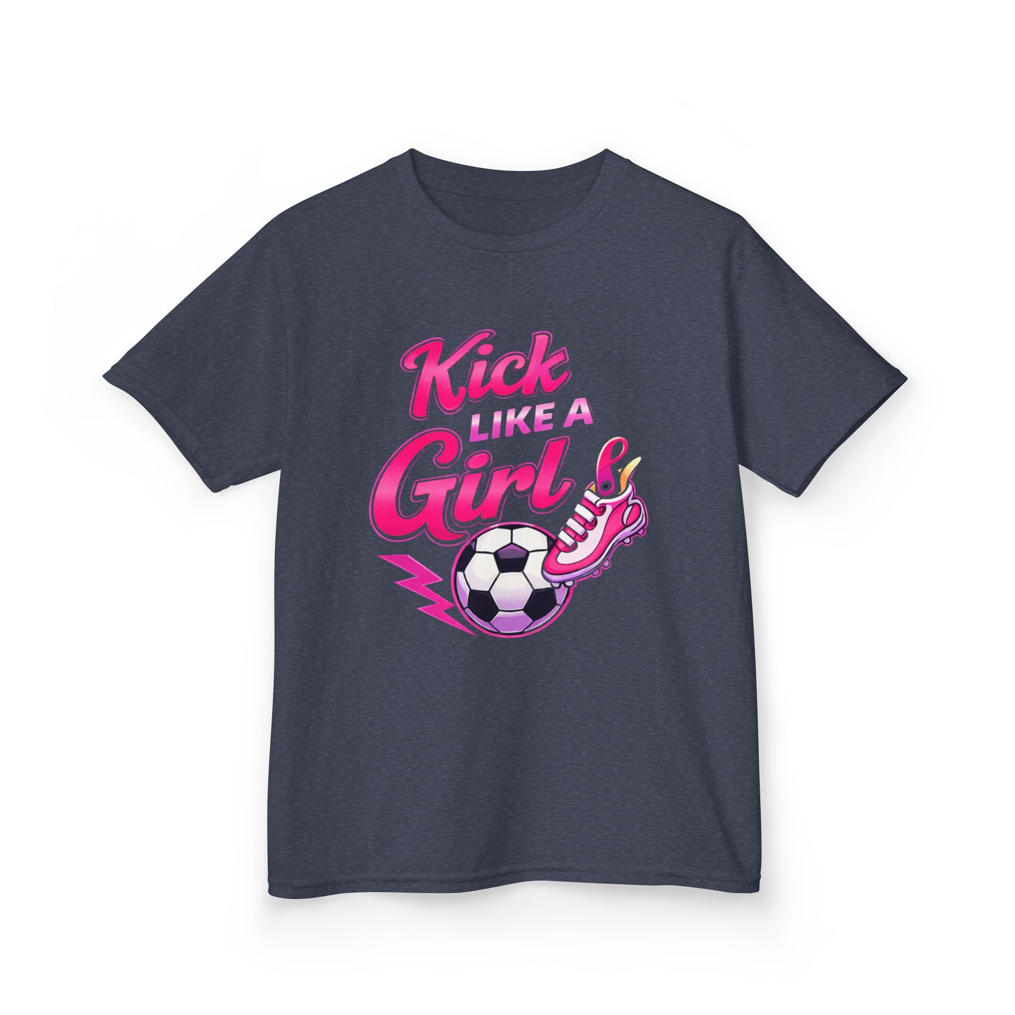 Kids Soccer T-Shirt — 'Kick Like a Girl' Soccer Graphic Tee