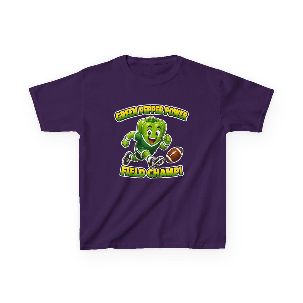 Kids Football T-Shirt — 'Green Pepper Power' Field Champ Graphic Tee