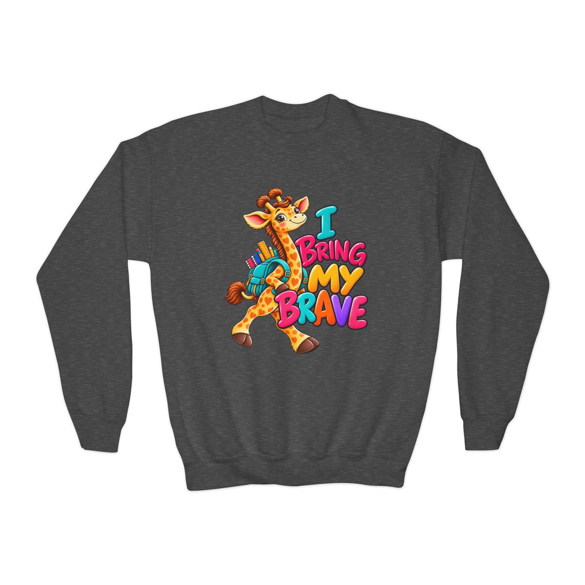 Kidxtr™ Kids Giraffe Sweatshirt — 'I Bring My Brave' Graphic Crewneck