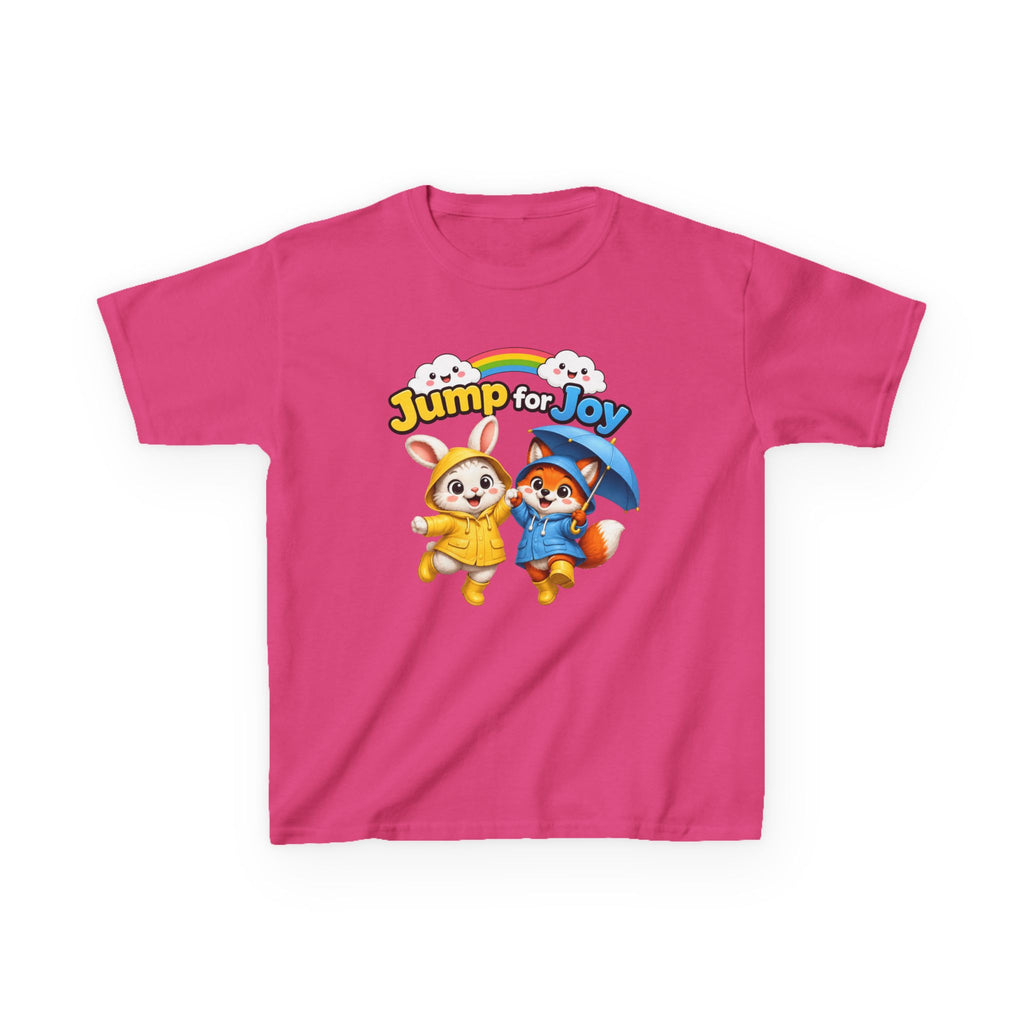 Kids Raincoat Animals T-Shirt — 'Jump for Joy' Cute Rainbow Graphic Tee