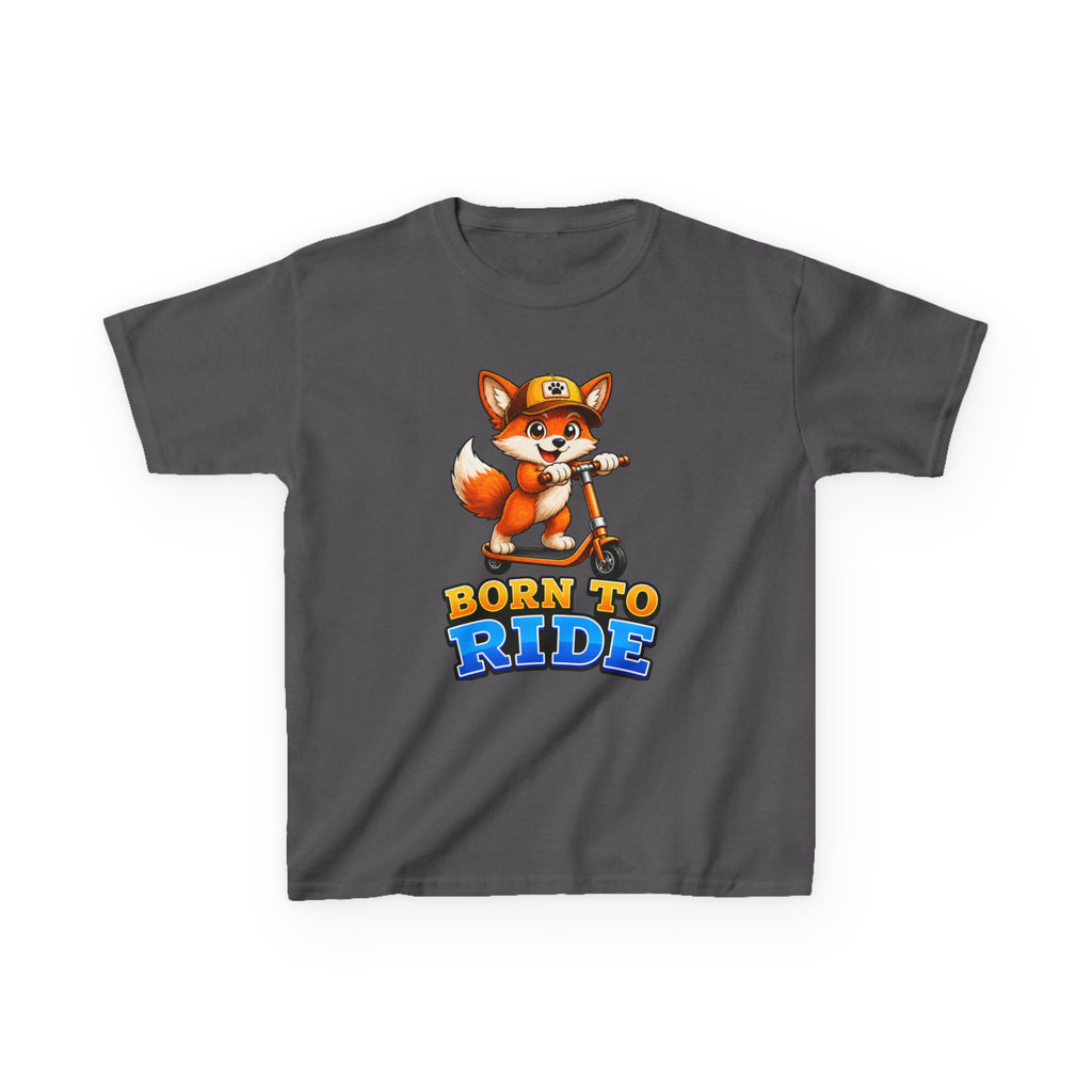 Kids Fox T-Shirt — 'Born to Ride' Cute Fox on Scooter Graphic Tee