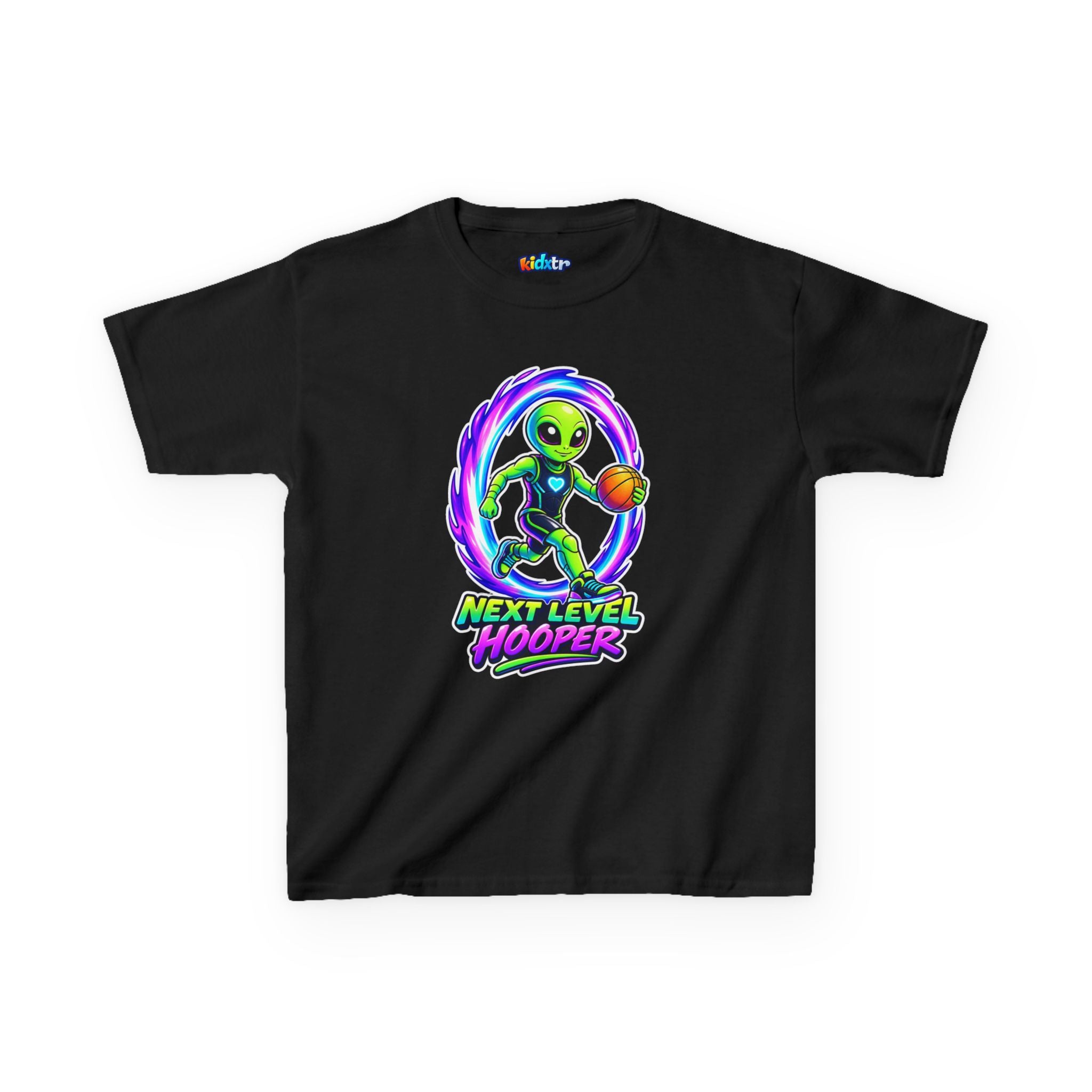 Kidxtr™ Kids Basketball T-Shirt — 'Next Level Hooper' Alien Basketball Graphic Tee