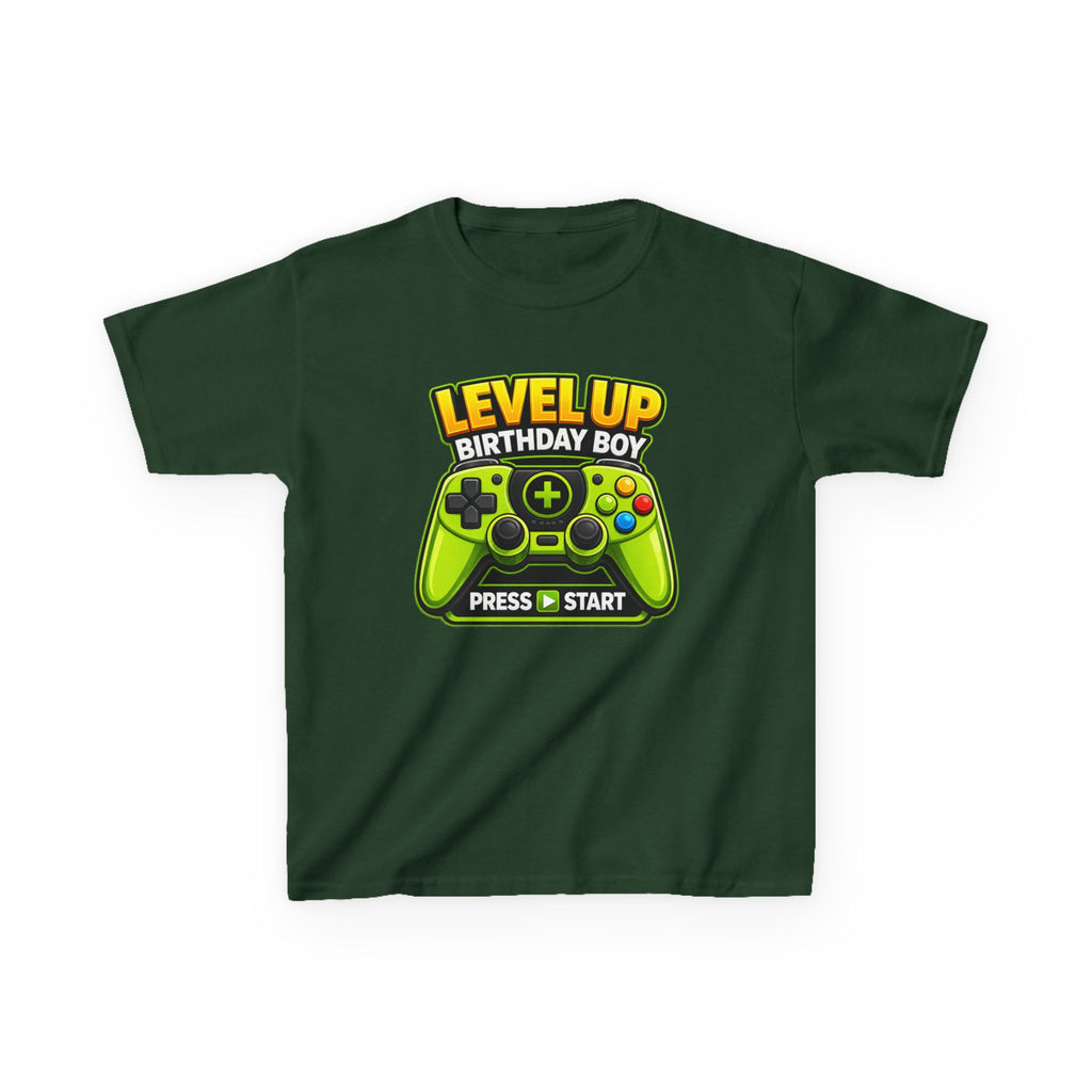 Kids Video Game T-Shirt — 'Level Up Birthday Boy' Game Controller Graphic Tee