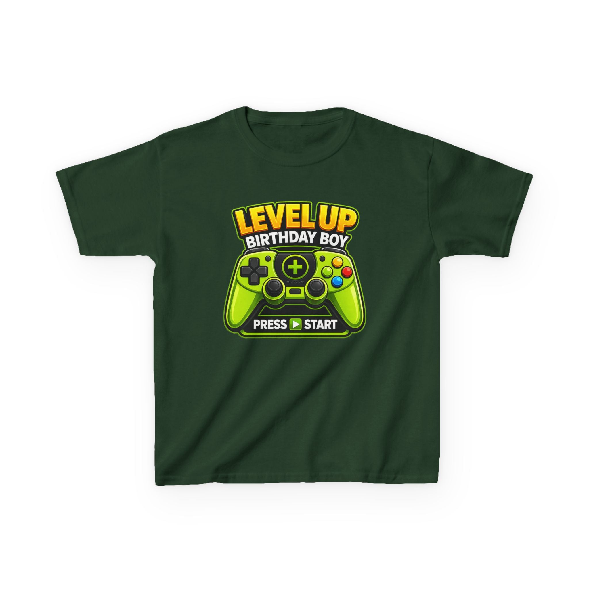 Kids Video Game T-Shirt — 'Level Up Birthday Boy' Game Controller Graphic Tee