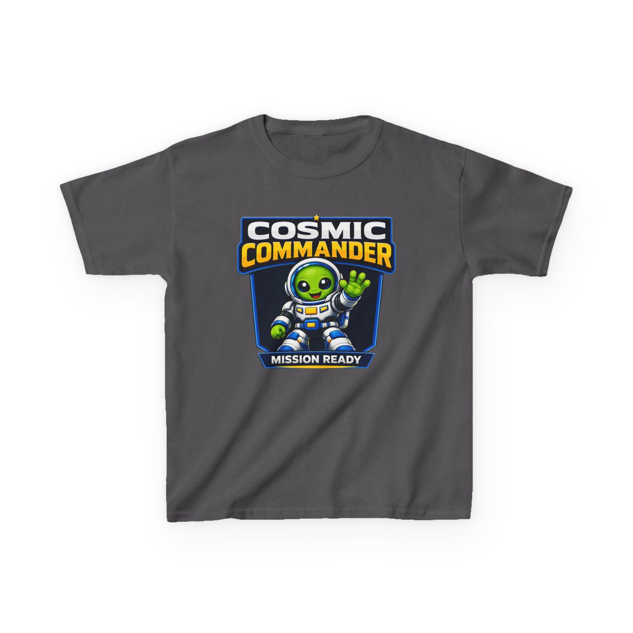Kids Tee — "Cosmic Commander: Mission Ready" Alien Astronaut Graphic