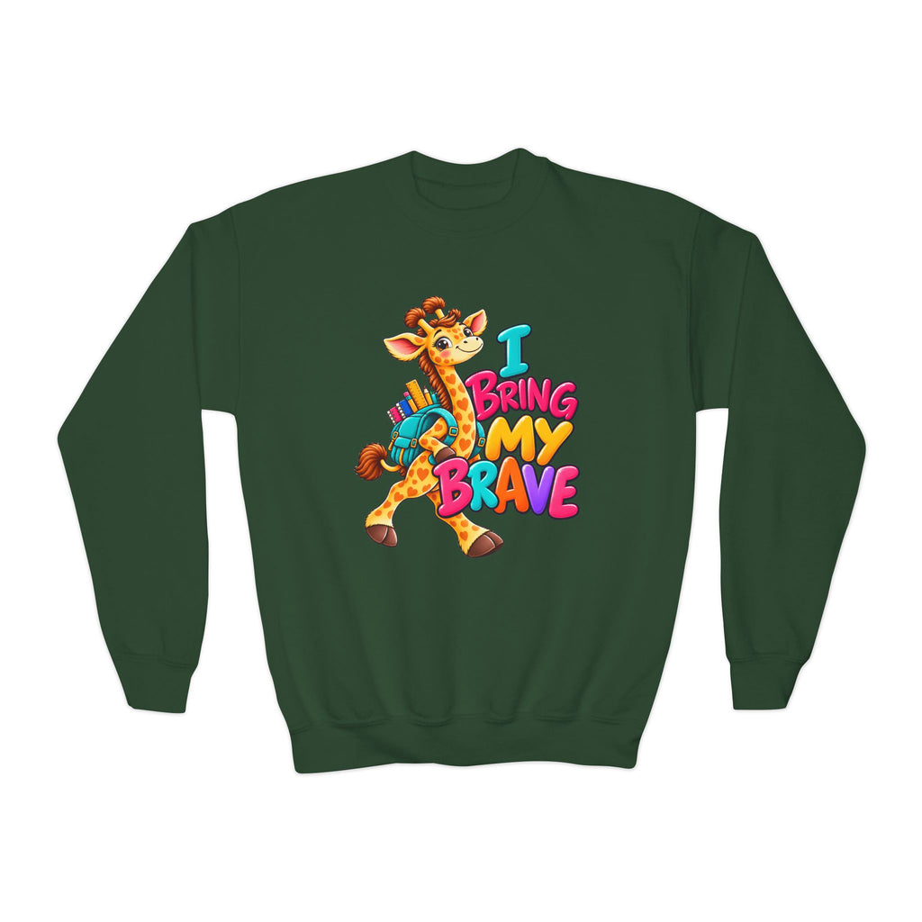 Kidxtr™ Kids Giraffe Sweatshirt — 'I Bring My Brave' Graphic Crewneck