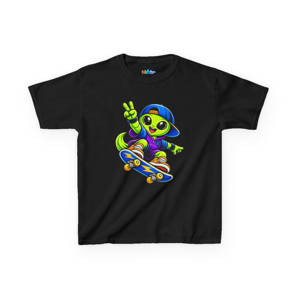 Kidxtr™ Kids Alien T-Shirt — Alien Skateboarding Graphic Tee