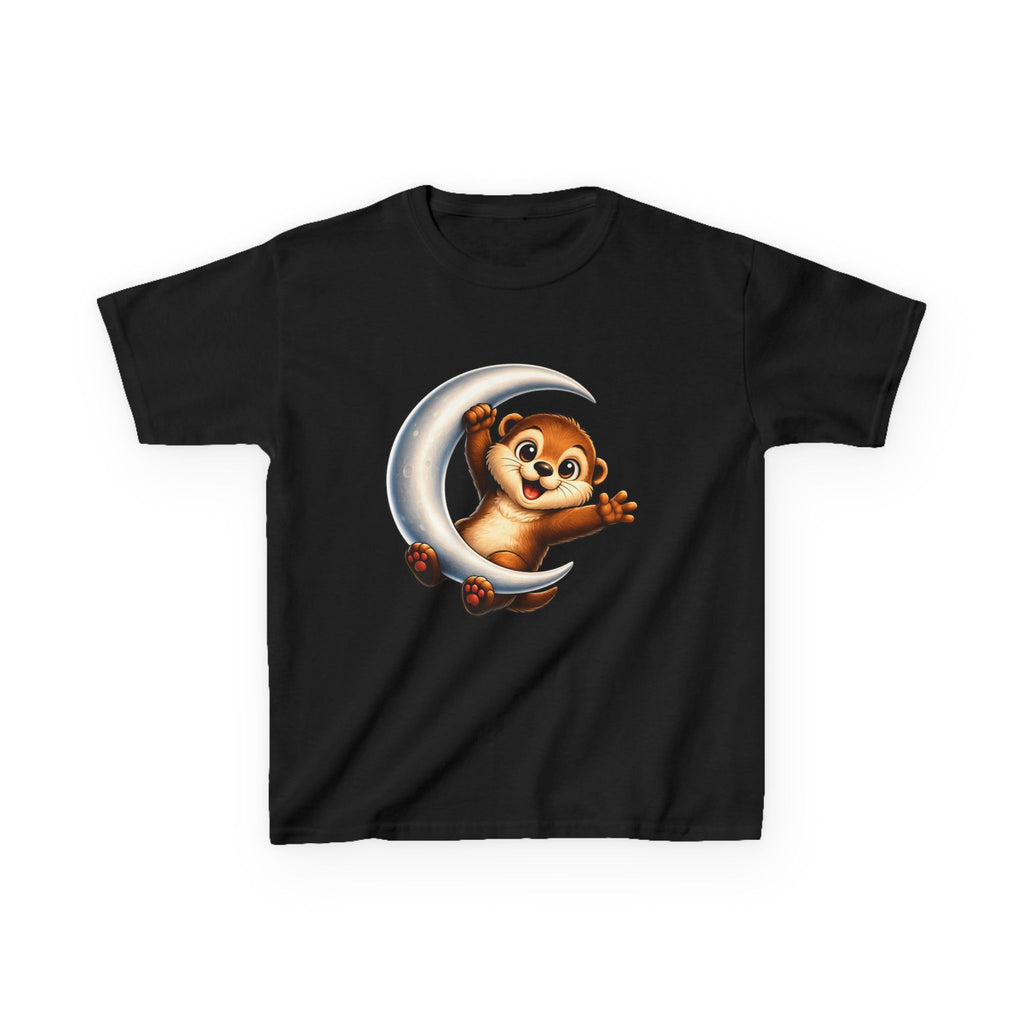 Kids Animal T-Shirt — 'Moon Snuggler' Cute Otter on Moon Graphic Tee
