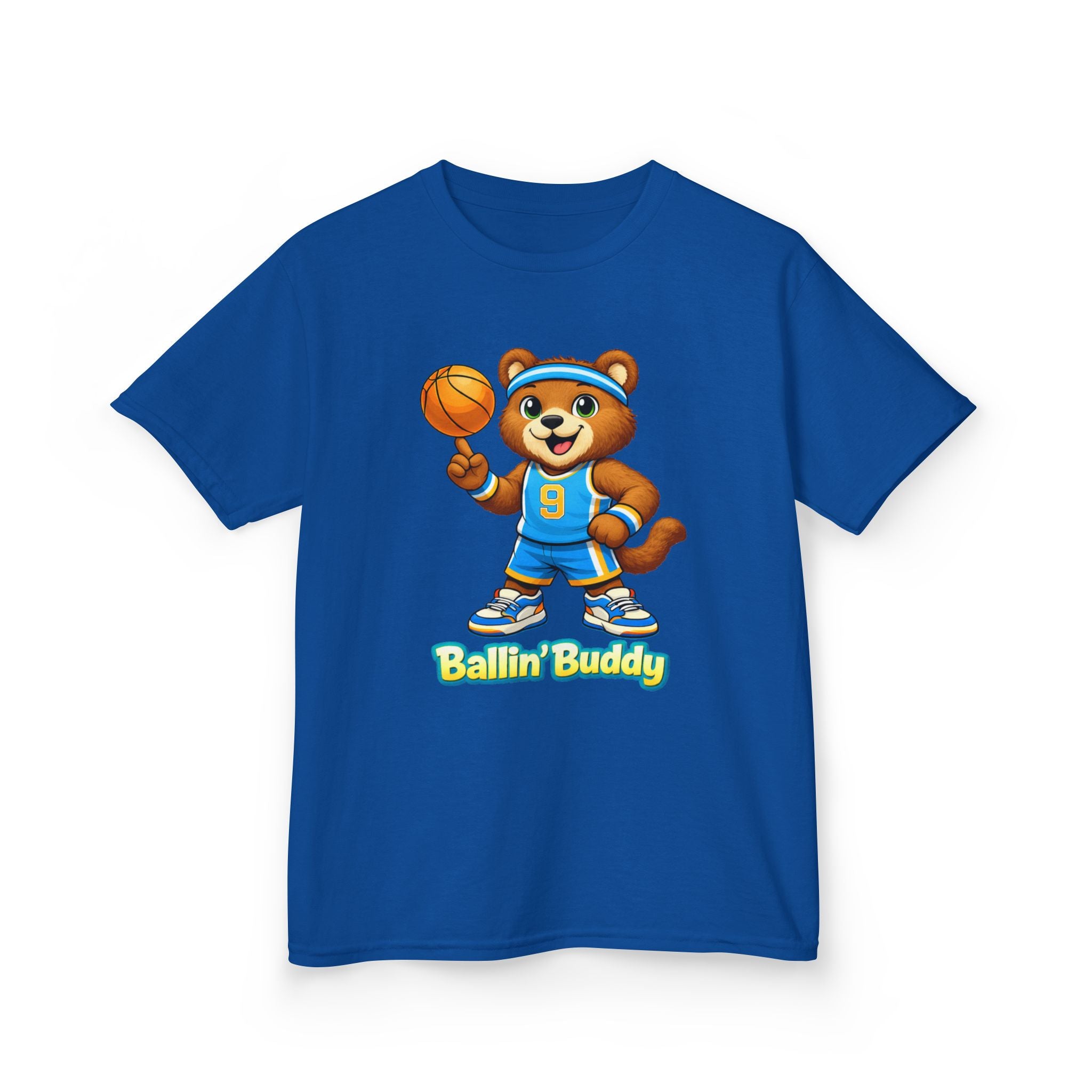 Kidxtr™ Kids Basketball T-Shirt — 'Ballin' Buddy' Cute Bear Basketball Graphic Tee