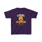 Kids Birthday Gaming T-Shirt — 'Level 6 Champion' Game Controller Graphic Tee