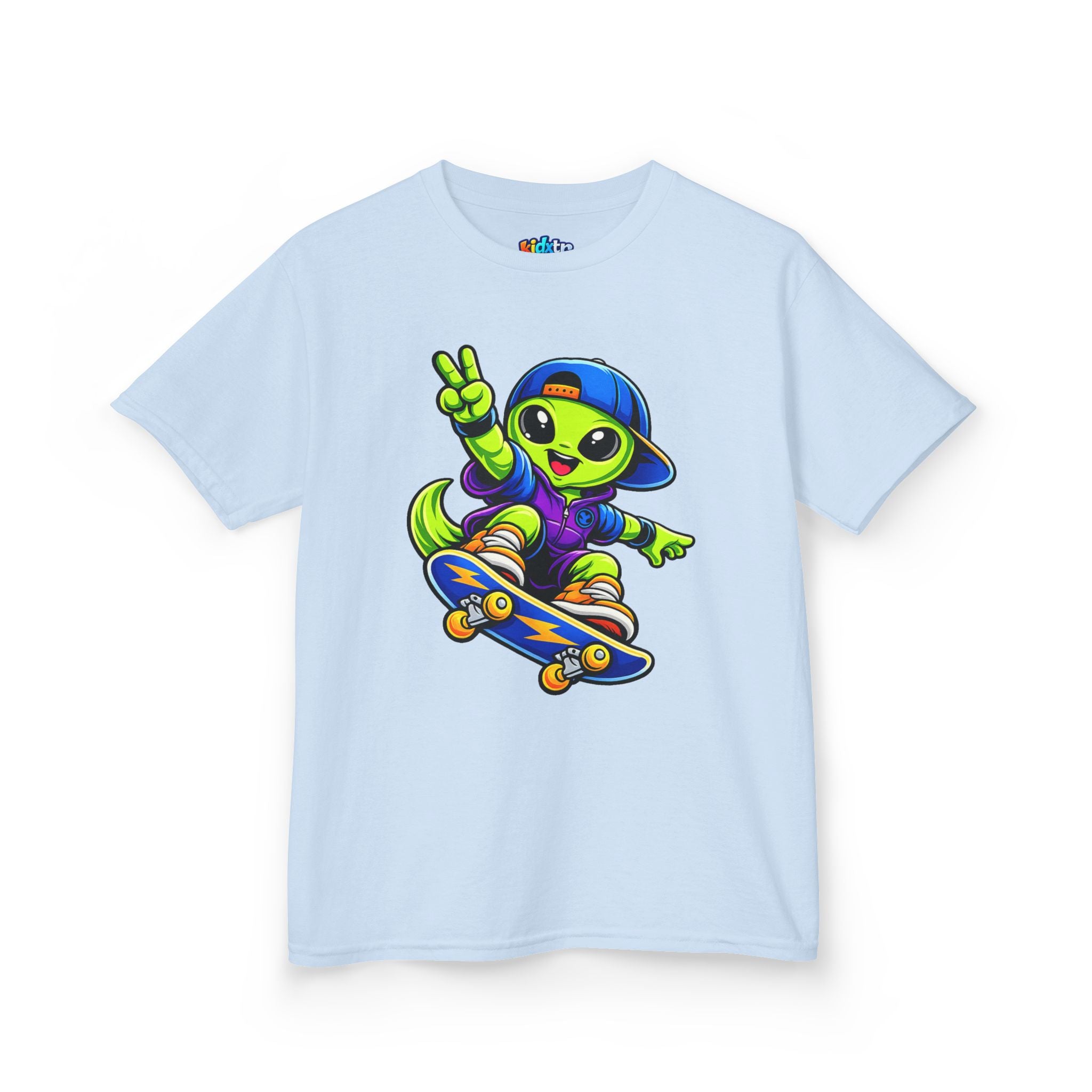 Kidxtr™ Kids Alien T-Shirt — 'Skate or Alien' Skateboard Graphic Tee