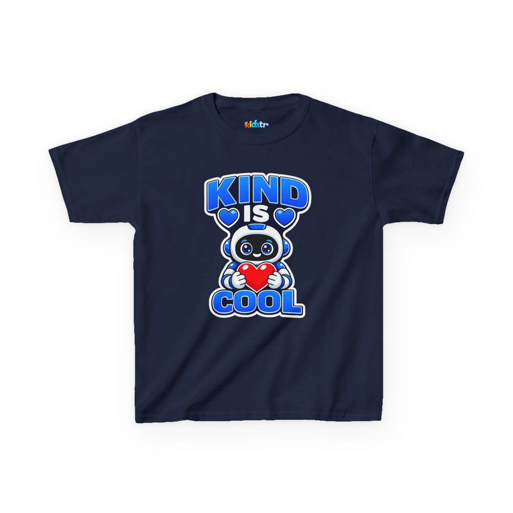 Kidxtr™ Kids Robot T-Shirt — 'Kind Is Cool' Heart Graphic Tee