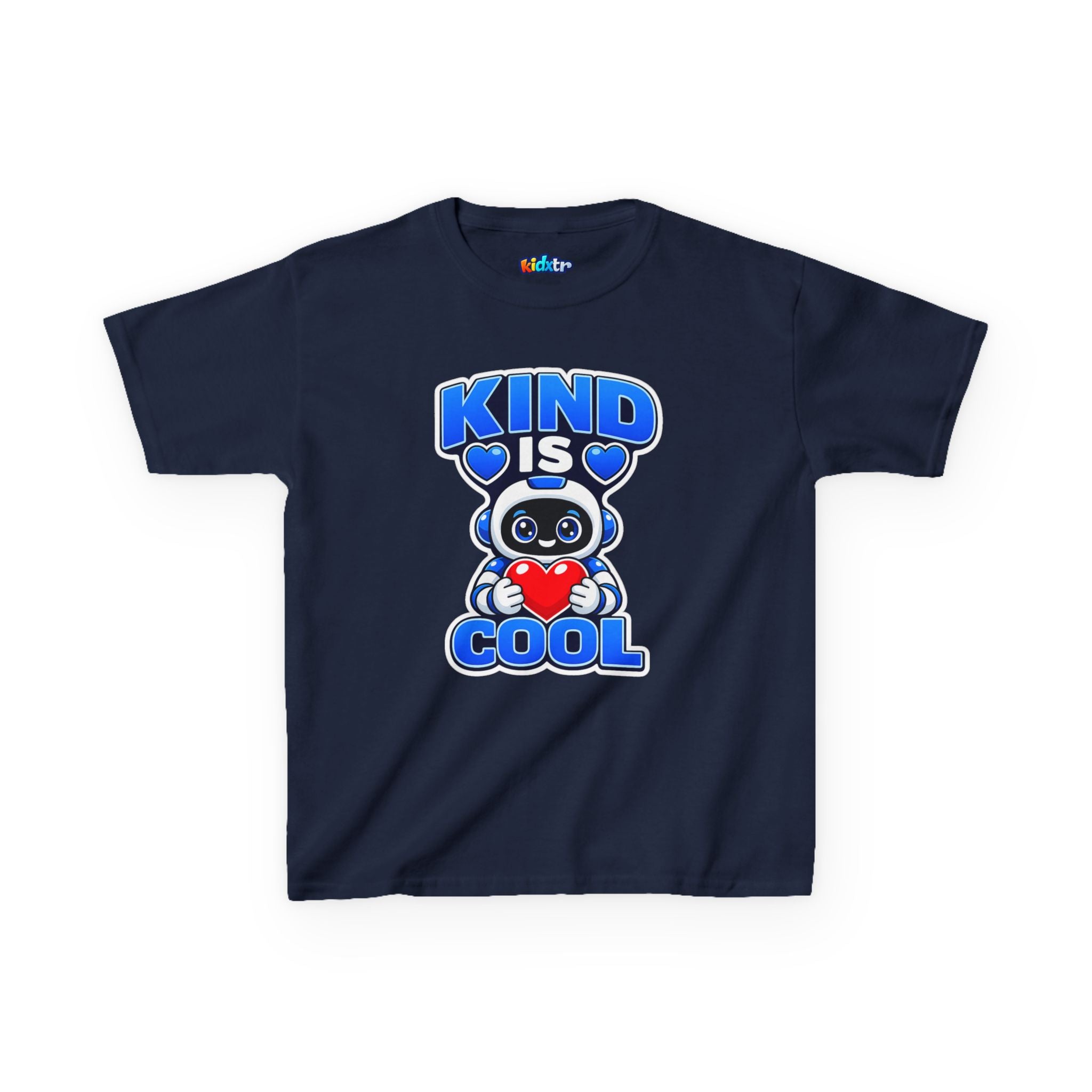 Kidxtr™ Kids Robot T-Shirt — 'Kind Is Cool' Heart Graphic Tee