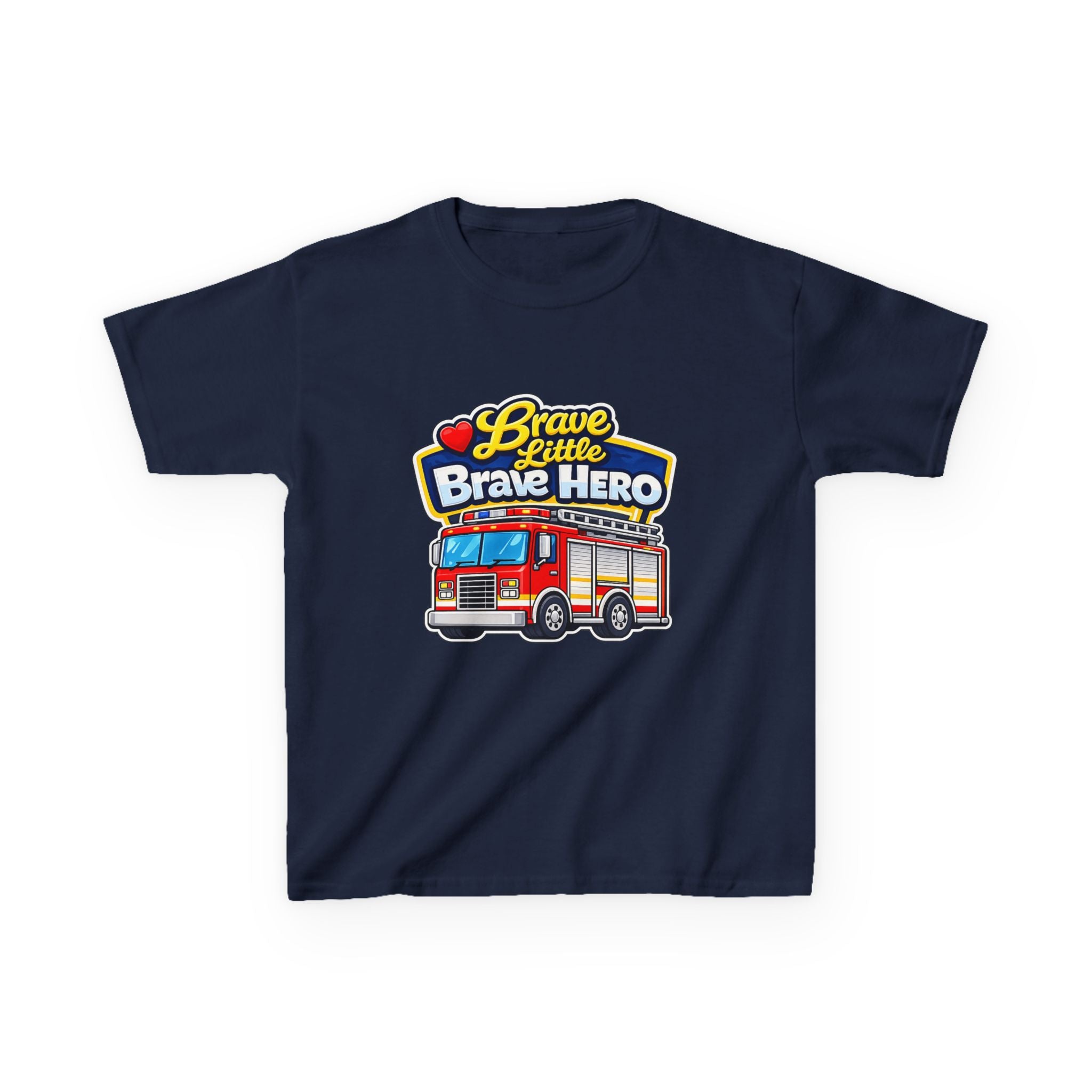 Kids Tee — "Brave Little Brave Hero" Firetruck Graphic