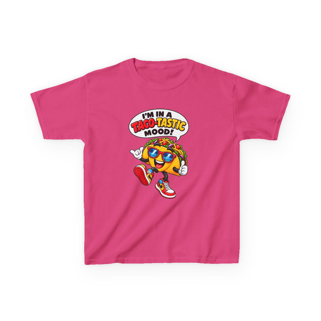 Kids Taco T-Shirt — 'I'm in a Taco-Tastic Mood' Cartoon Taco Graphic Tee