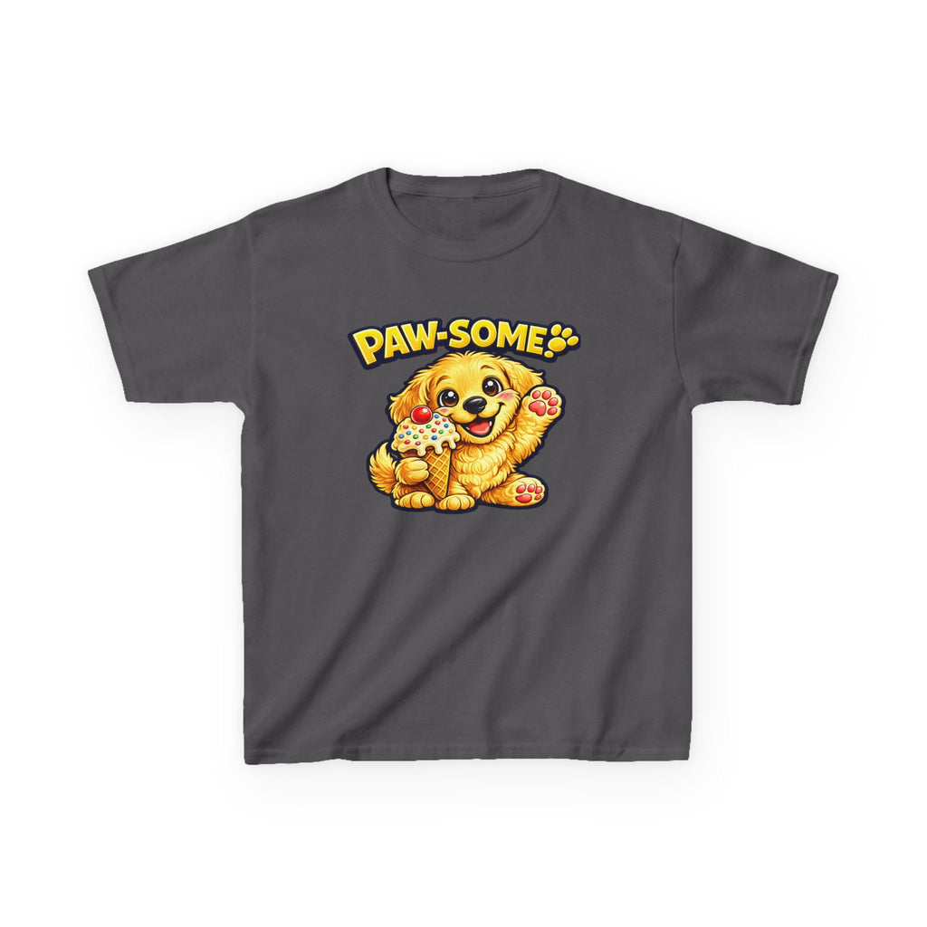 Kids Dog T-Shirt — 'Paw-some!' Golden Puppy Graphic Tee