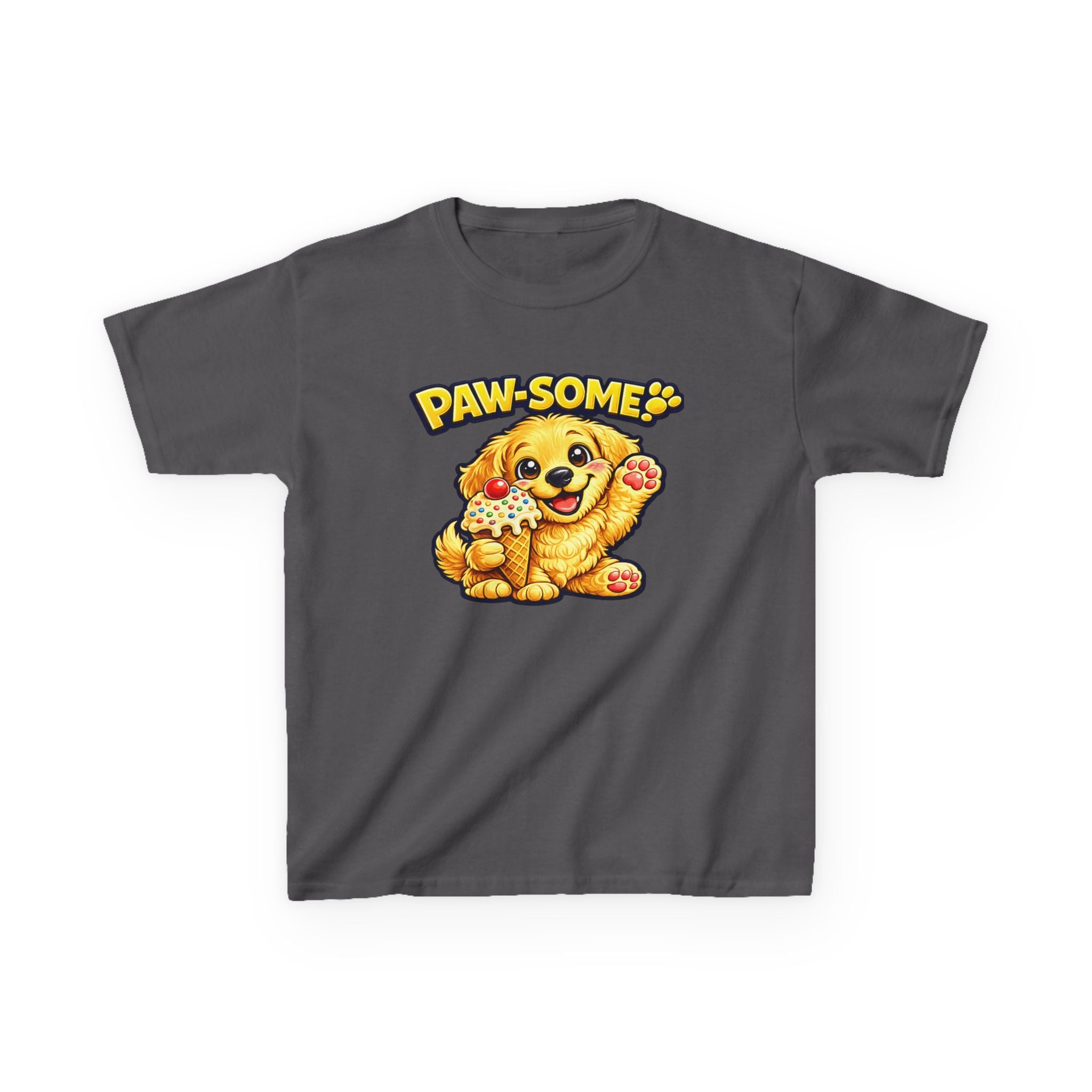 Kids Dog T-Shirt — 'Paw-some!' Golden Puppy Graphic Tee