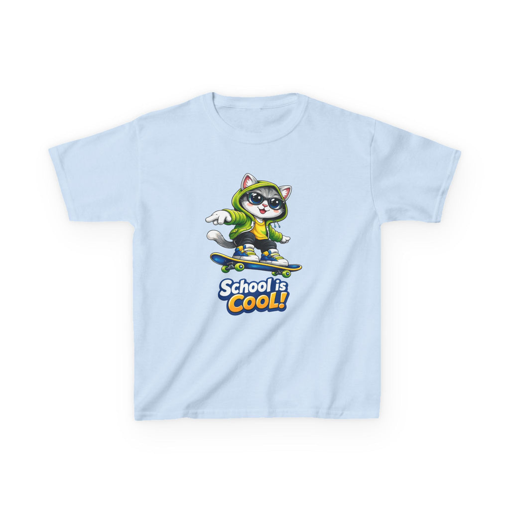 Kids Skateboard Cat T-Shirt – School is Cool Graphic Tee
