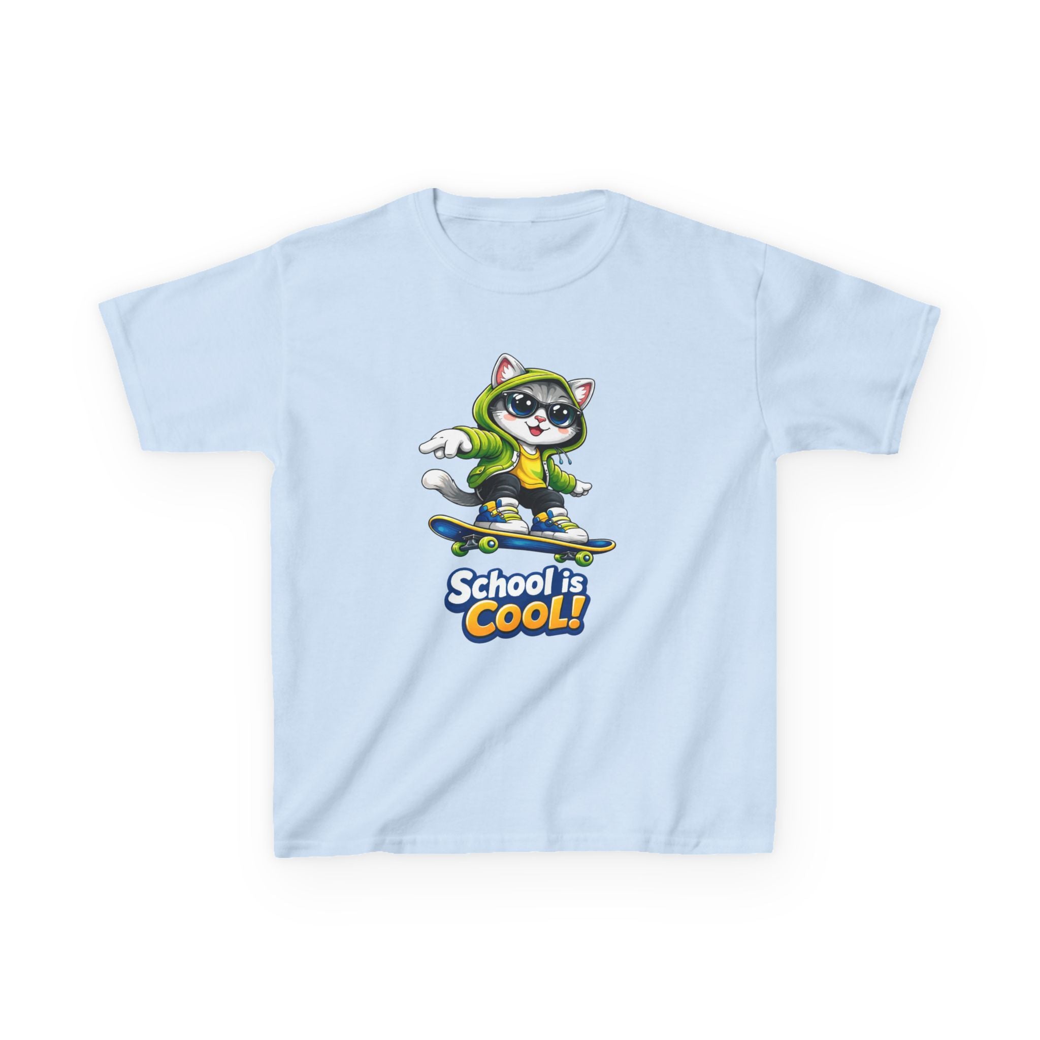Kids Skateboard Cat T-Shirt – School is Cool Graphic Tee