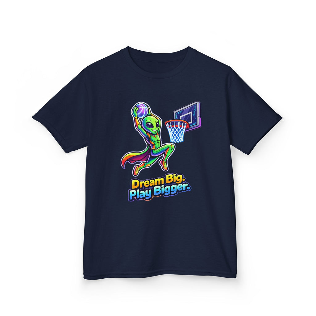 Kids Alien T-Shirt — 'Dream Big, Play Bigger' Basketball Graphic Tee