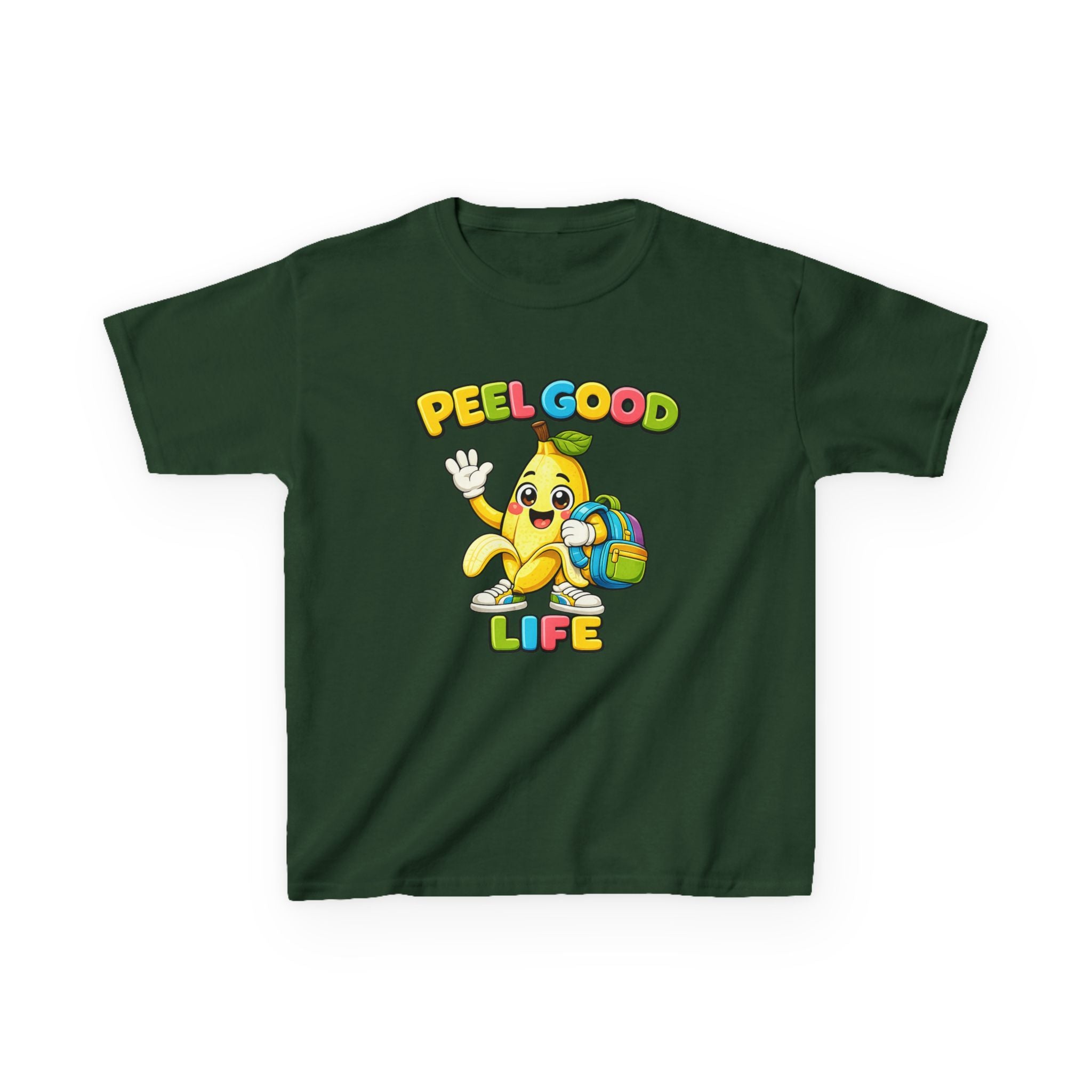 Kids Banana T-Shirt — 'Peel Good Life' Cartoon Banana Graphic Tee