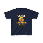 Kids Birthday Gaming T-Shirt — 'Level 6 Champion' Game Controller Graphic Tee