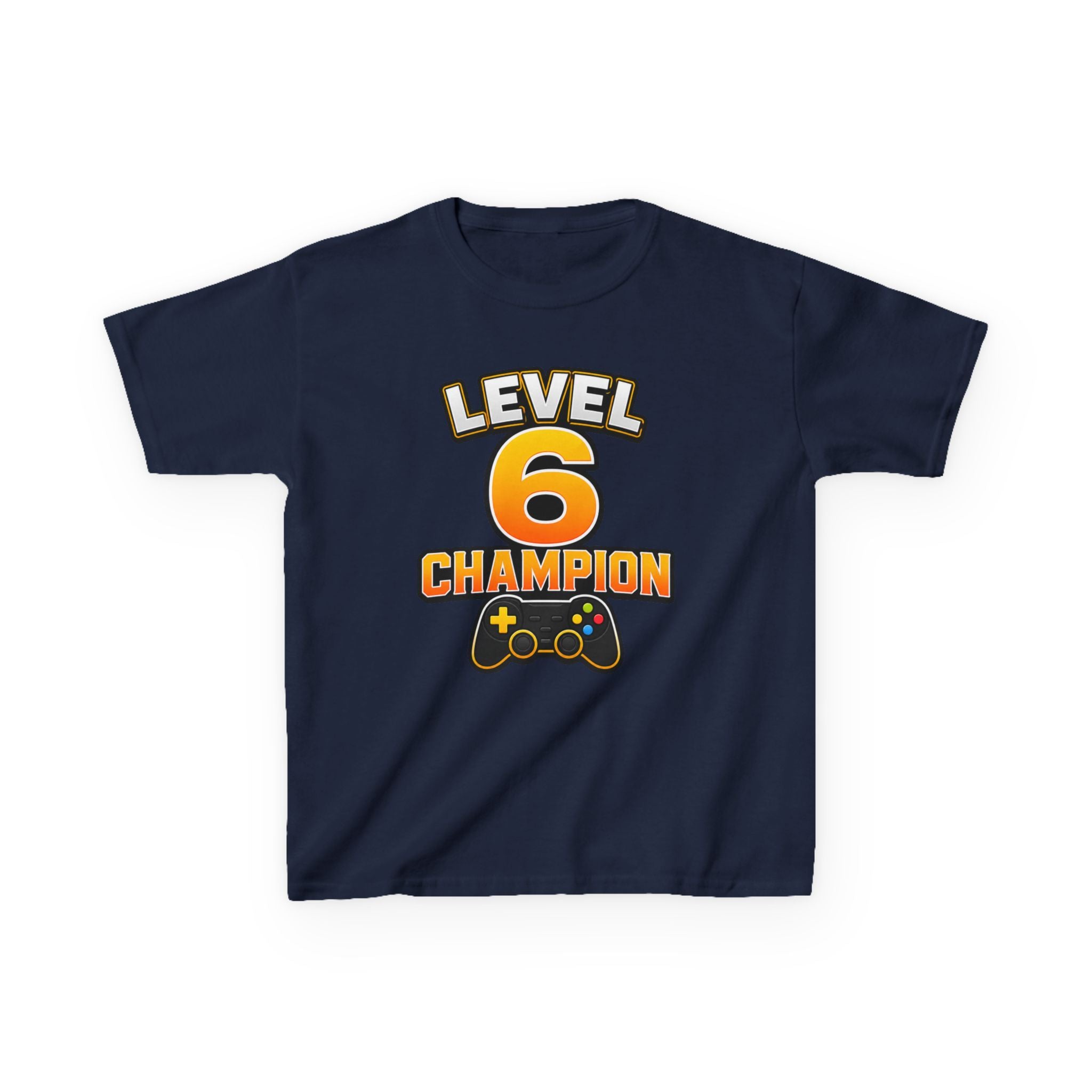 Kids Birthday Gaming T-Shirt — 'Level 6 Champion' Game Controller Graphic Tee