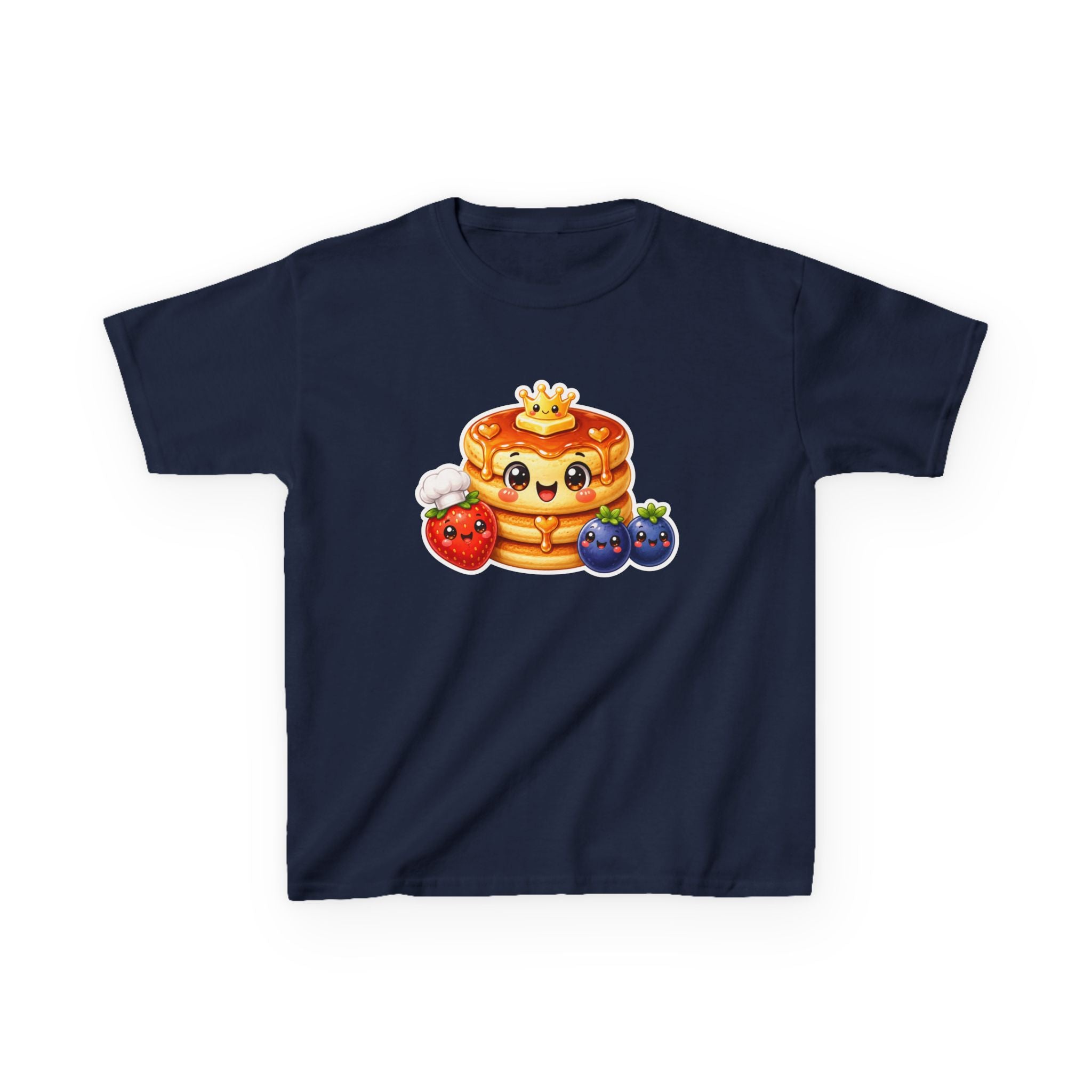 Kids T-Shirt - Cute Pancake Stack with Smiling Berries Kids Tee