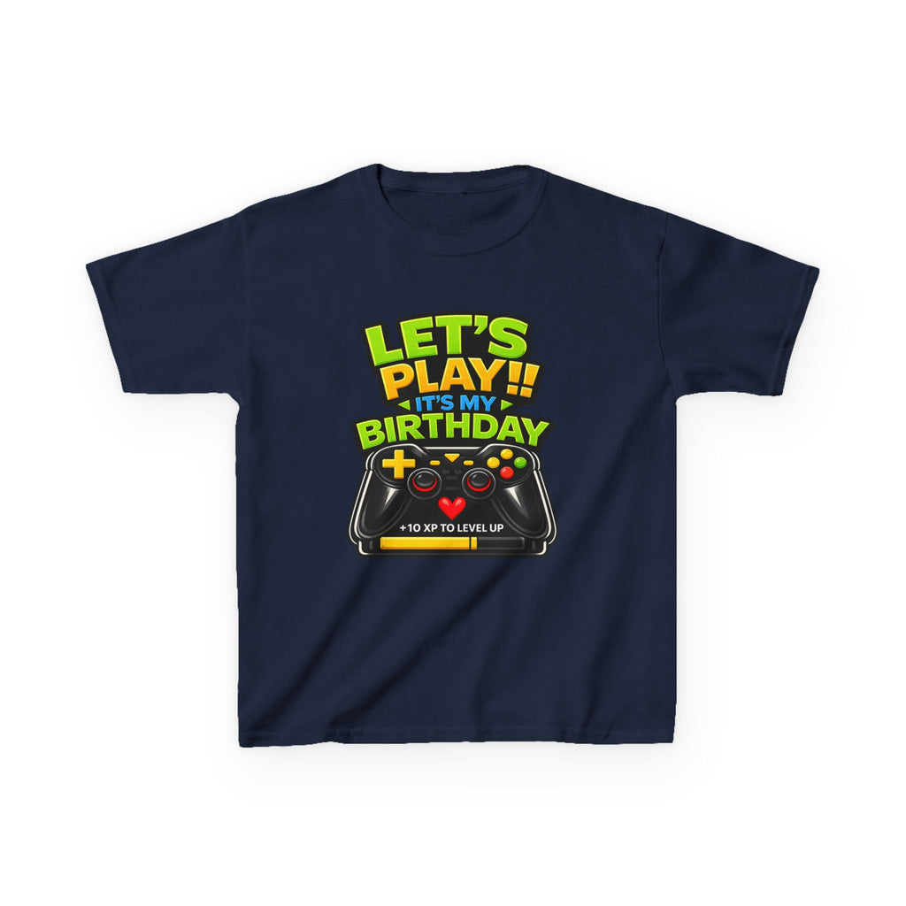 Kids Gaming T-Shirt — 'Let's Play! It's My Birthday' Video Game Controller Graphic Tee