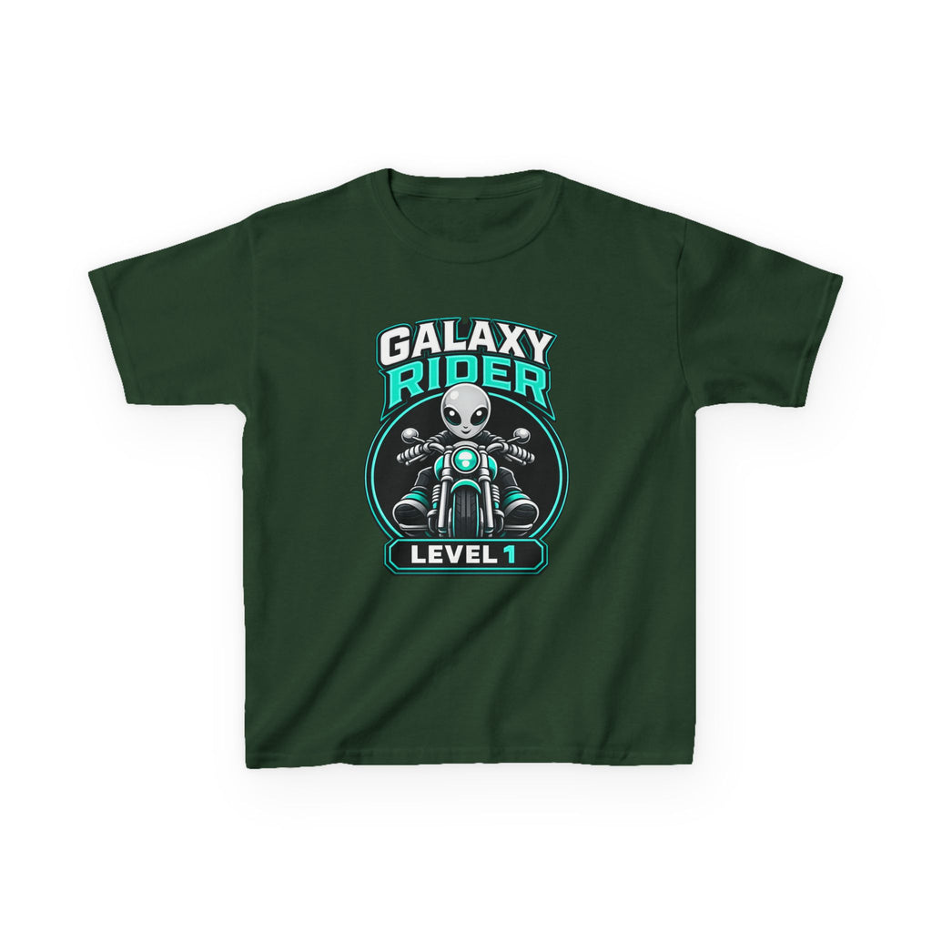 Kids Alien T-Shirt — 'Galaxy Rider Level 1' Alien Motorcycle Graphic Tee