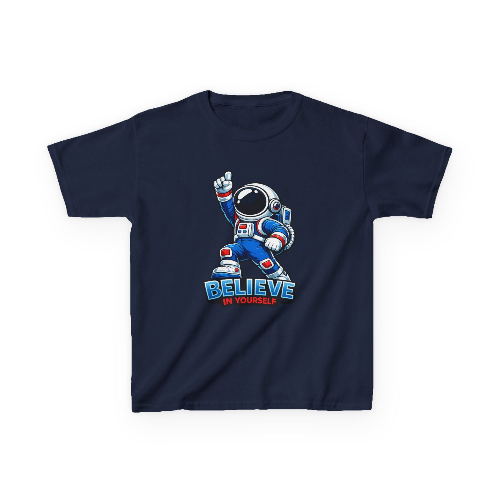 Kids Astronaut T-Shirt — 'Believe In Yourself' Motivational Graphic Tee