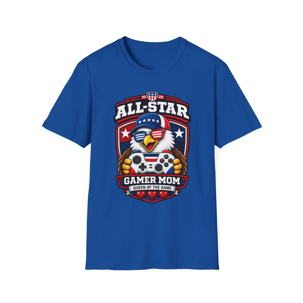 All-Star Gamer Mom T-Shirt — Patriotic Eagle Gaming Graphic Tee