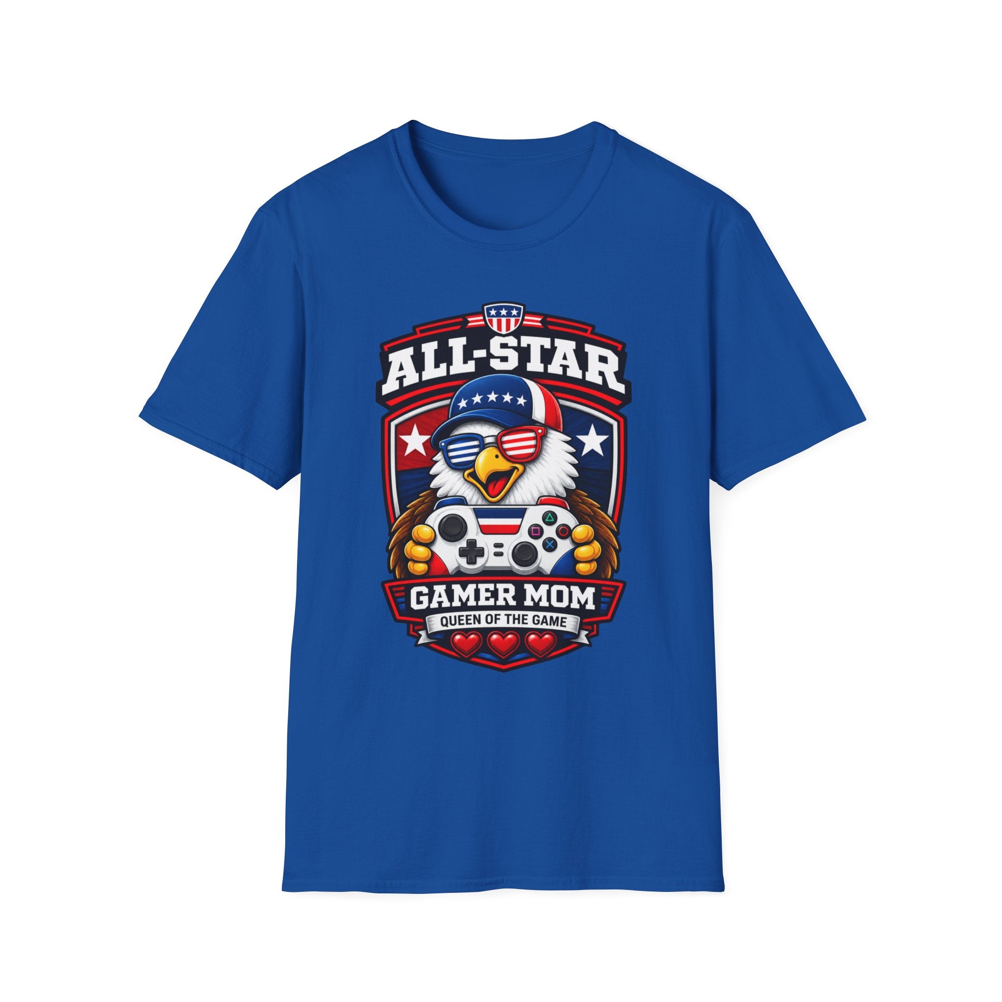 All-Star Gamer Mom T-Shirt — Patriotic Eagle Gaming Graphic Tee