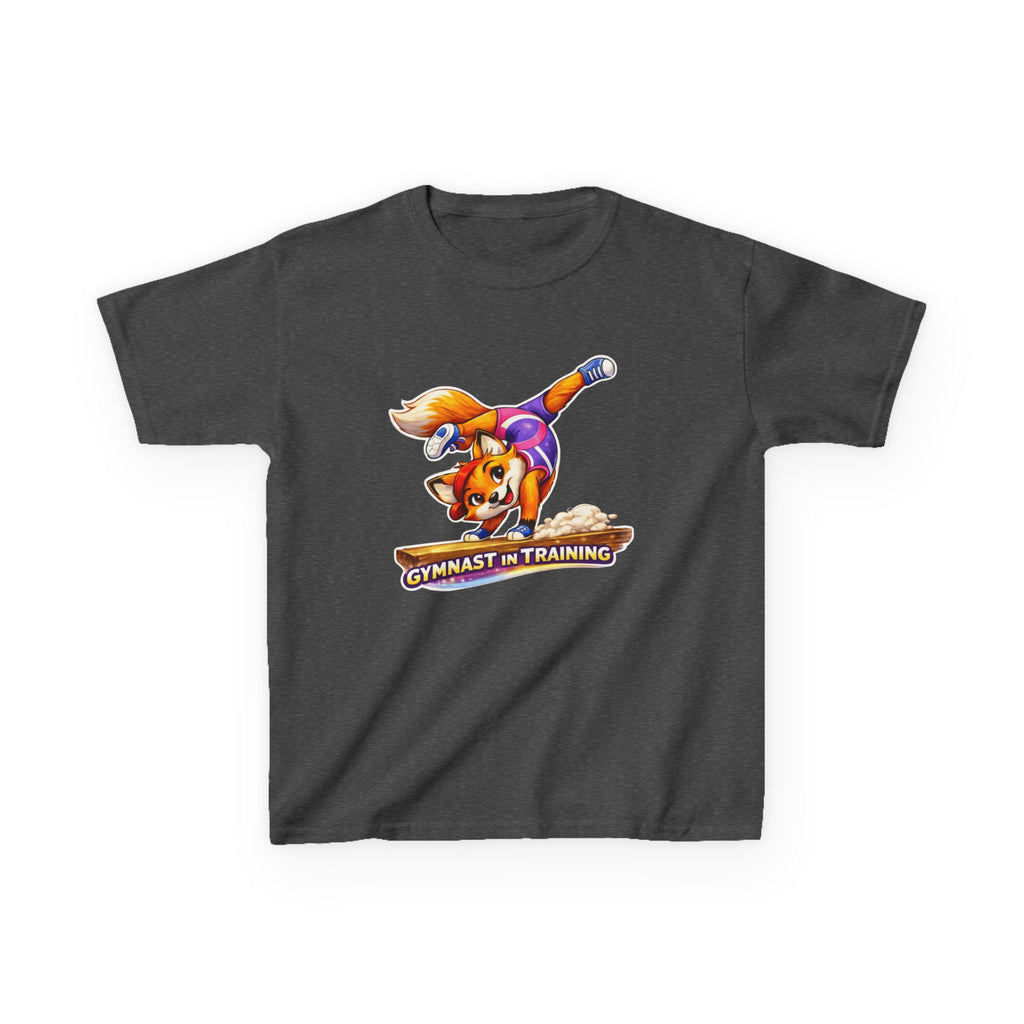 Kids Gymnastics T-Shirt — 'Gymnast in Training' Fox Cartoon Graphic Tee
