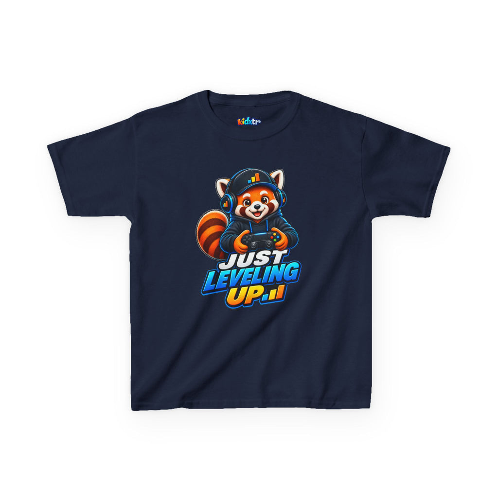 Kidxtr™ Kids Fox T-Shirt — 'Just Leveling Up' Gaming Fox Graphic Tee