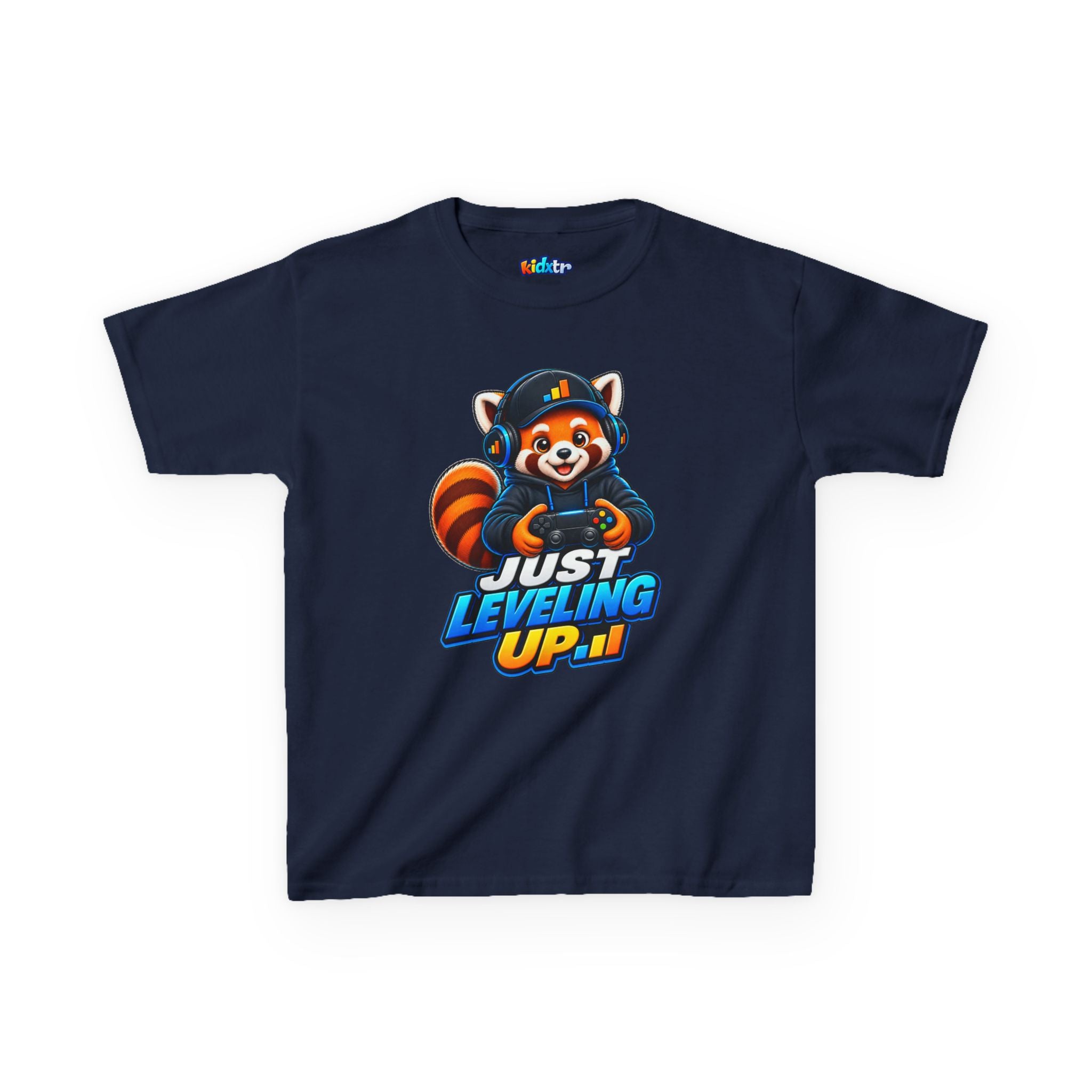 Kidxtr™ Kids Fox T-Shirt — 'Just Leveling Up' Gaming Fox Graphic Tee