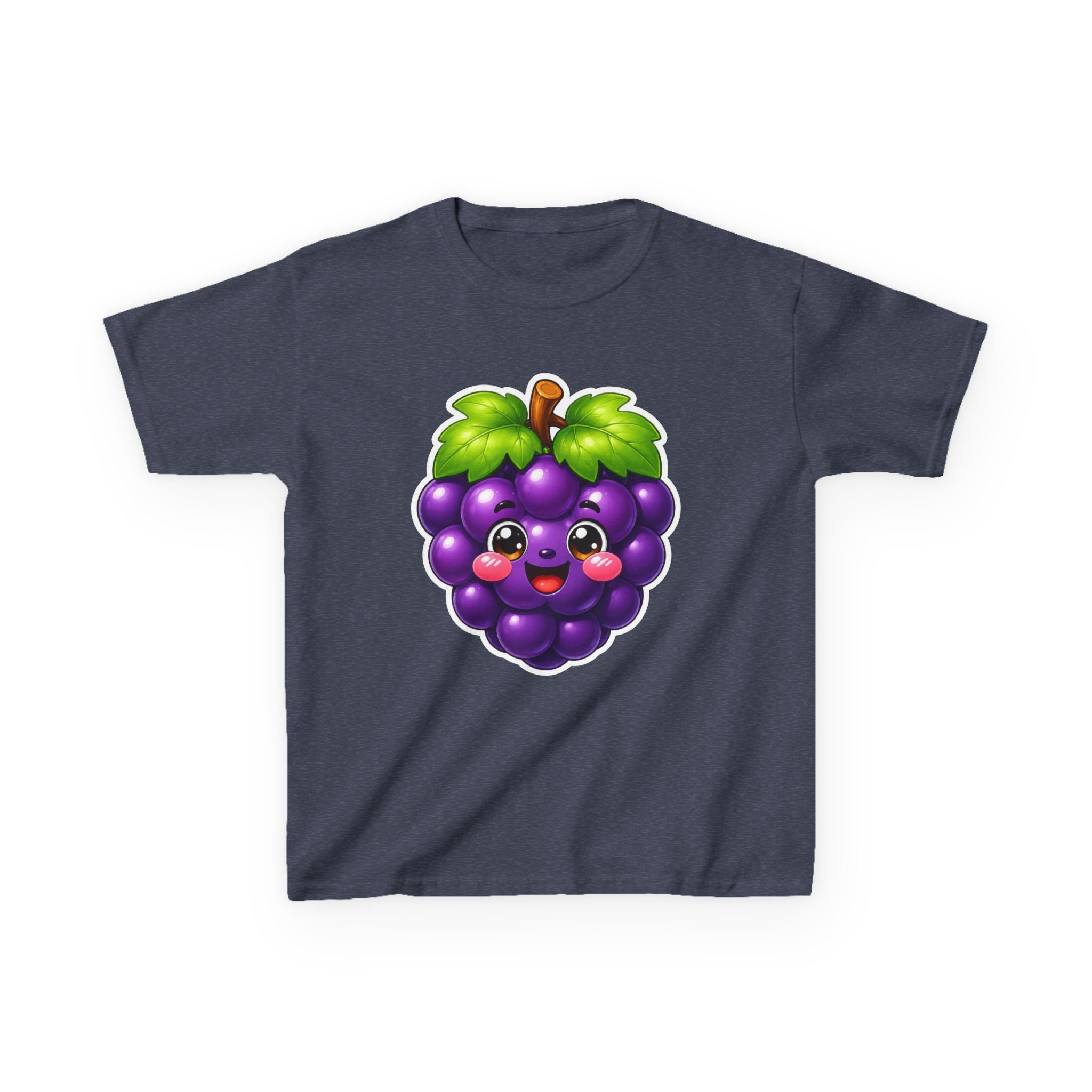 Kids Grape T-Shirt — 'Grape Vibes' Cute Kawaii Happy Grape Cartoon Graphic Tee