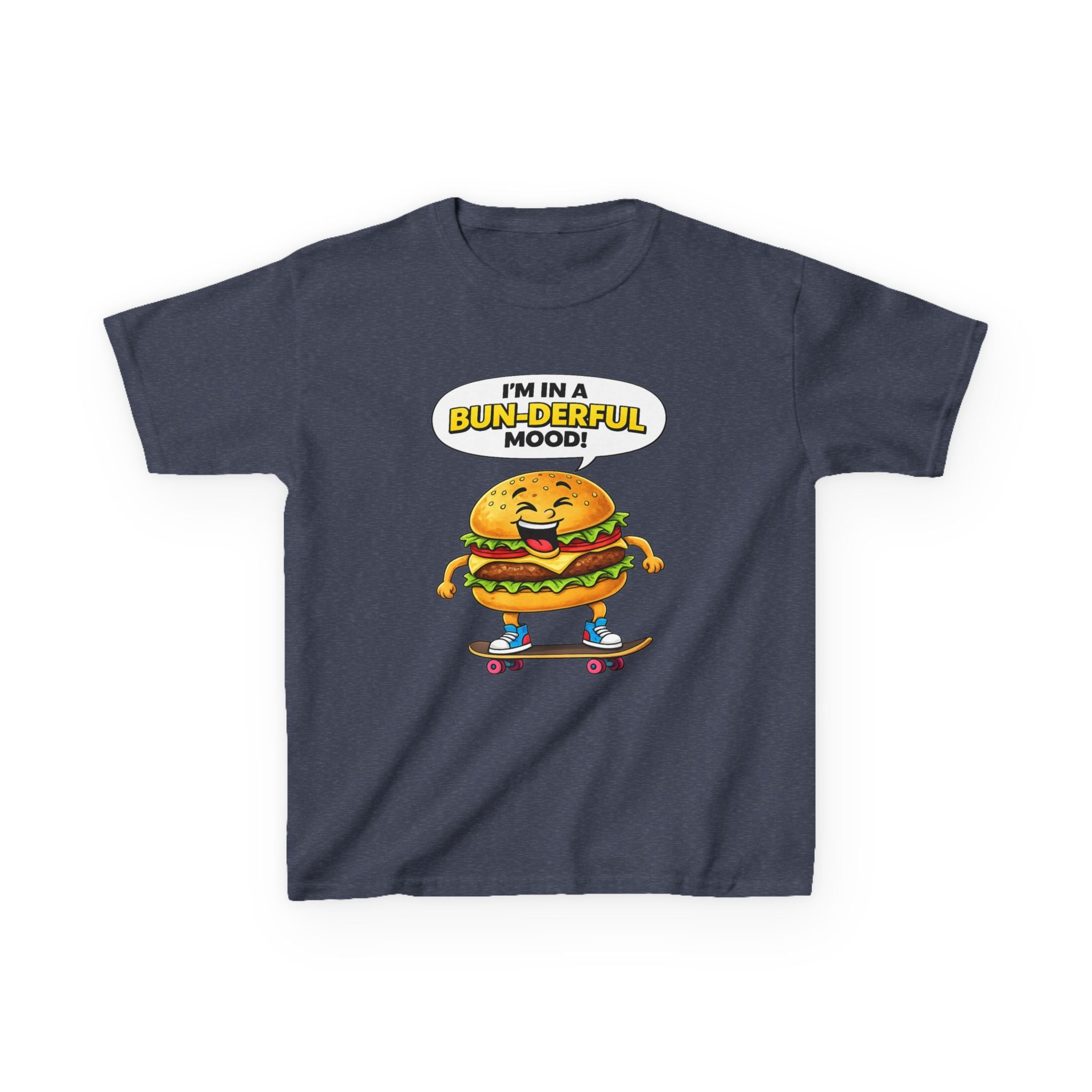 Kids Burger T-Shirt — 'Bun-derful Mood' Skateboard Graphic Tee