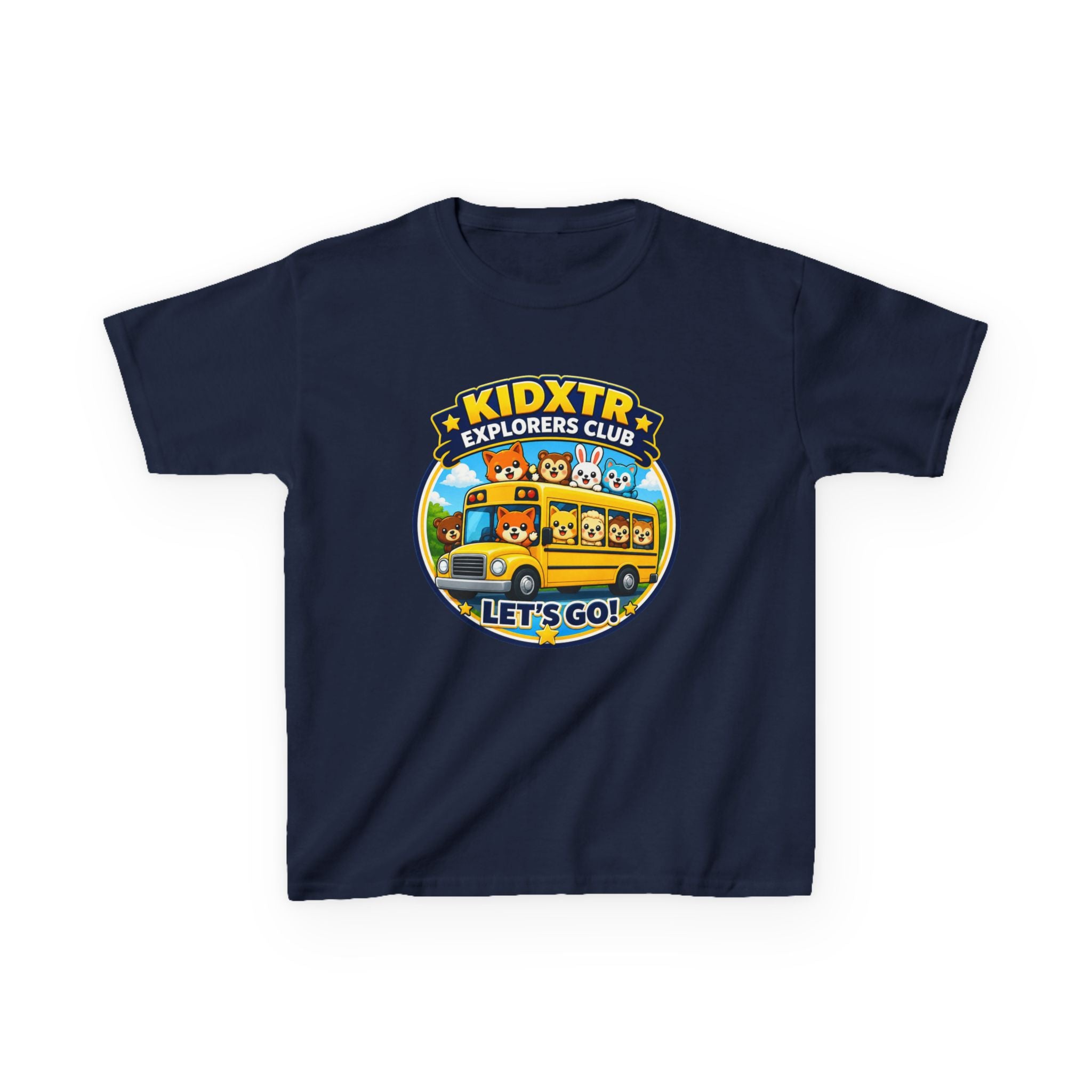 Kids School T-Shirt — 'Let’s Go!' KIDXTR Explorers Club Bus Graphic Tee