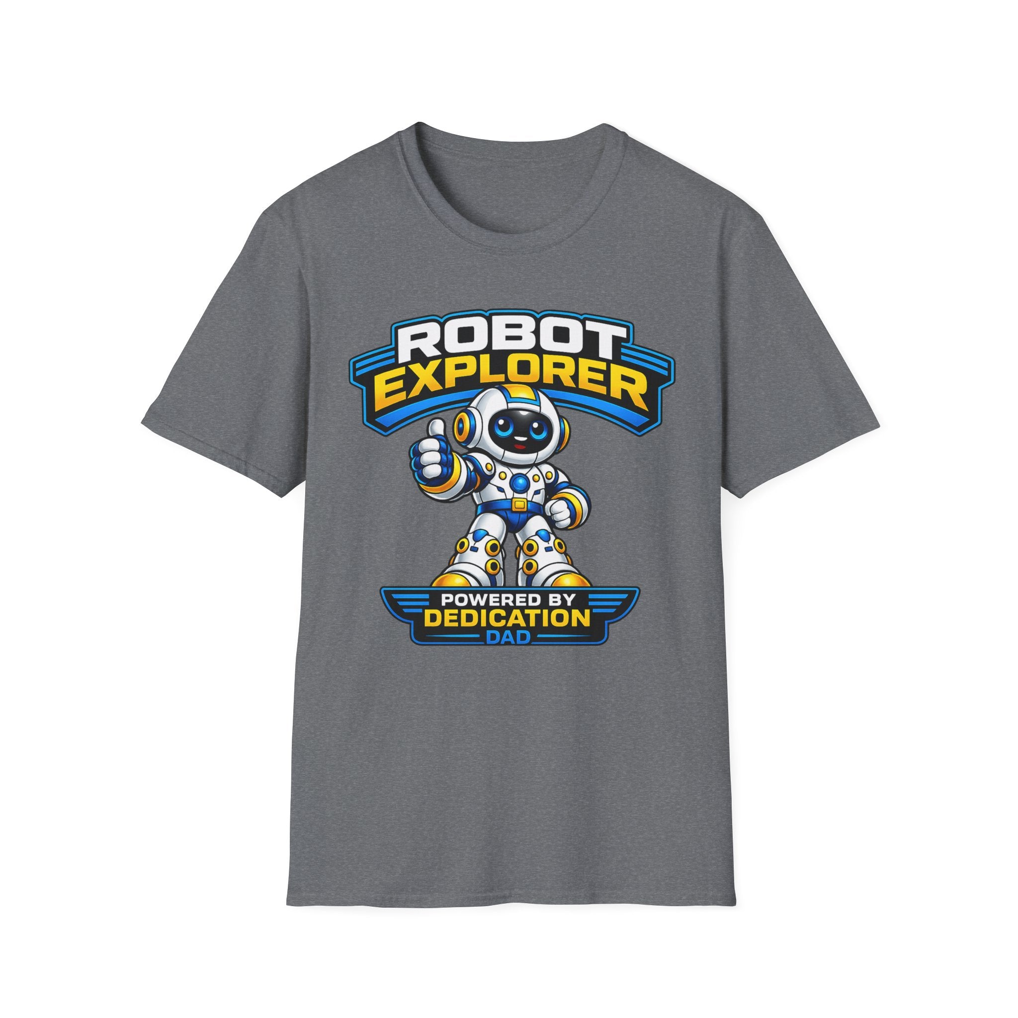 Copy of Robot Explorer T-Shirt — Cute Cartoon Robot Graphic Tee ("Powered by Dedication")