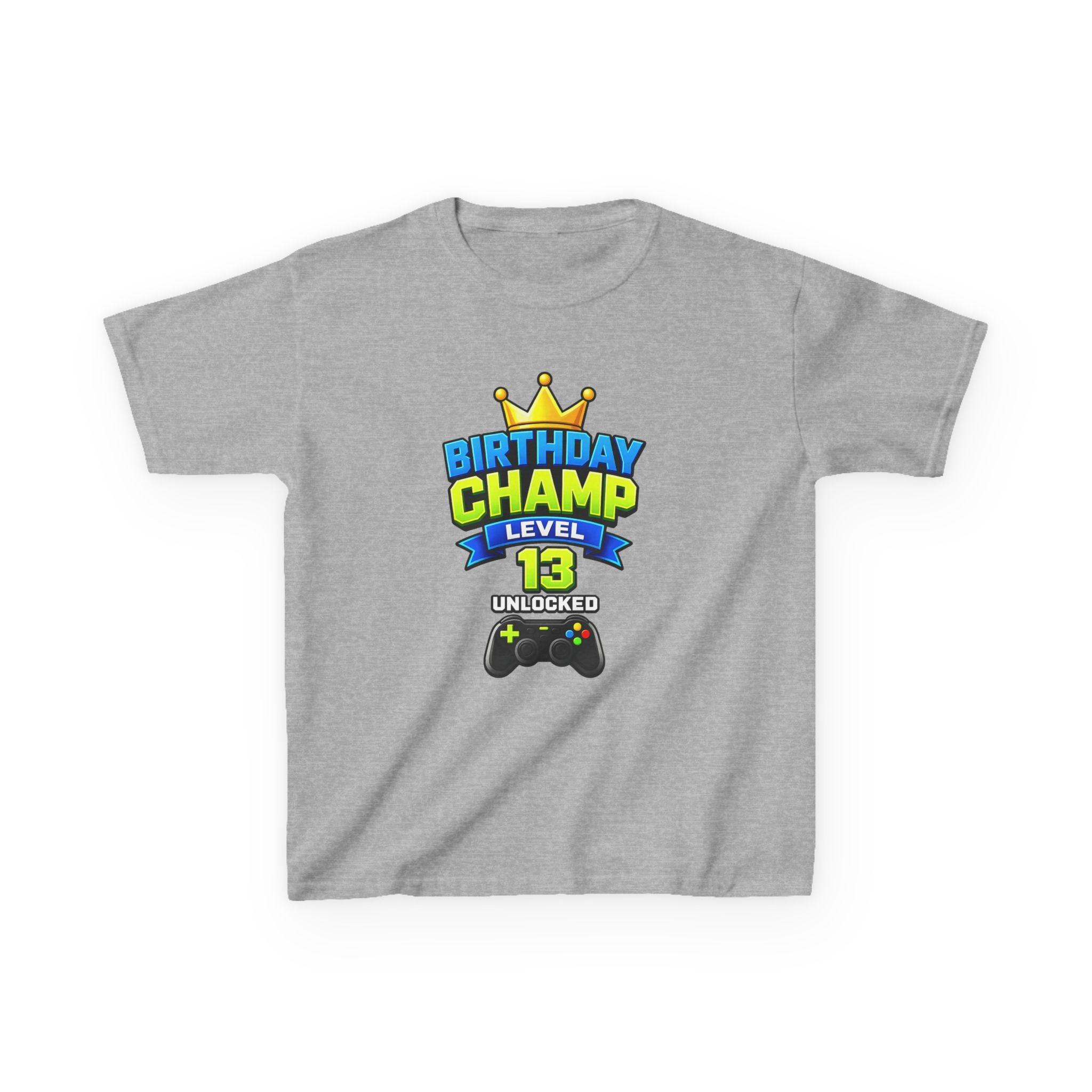 Kids Tee — "Birthday Champ Level 13 Unlocked" Gamer Birthday Shirt