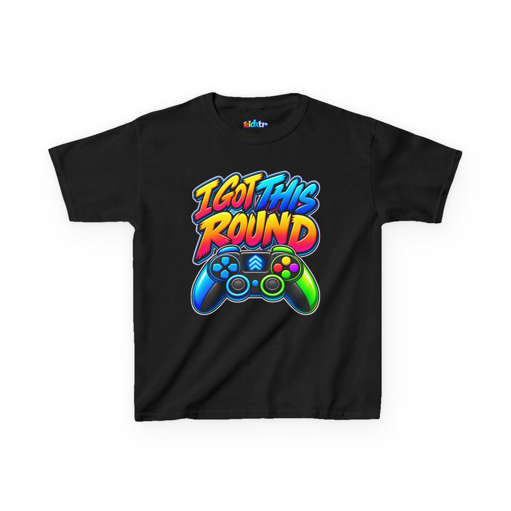 Kidxtr™ Kids Gamer T-Shirt — 'I Got This Round' Gaming Graphic Tee
