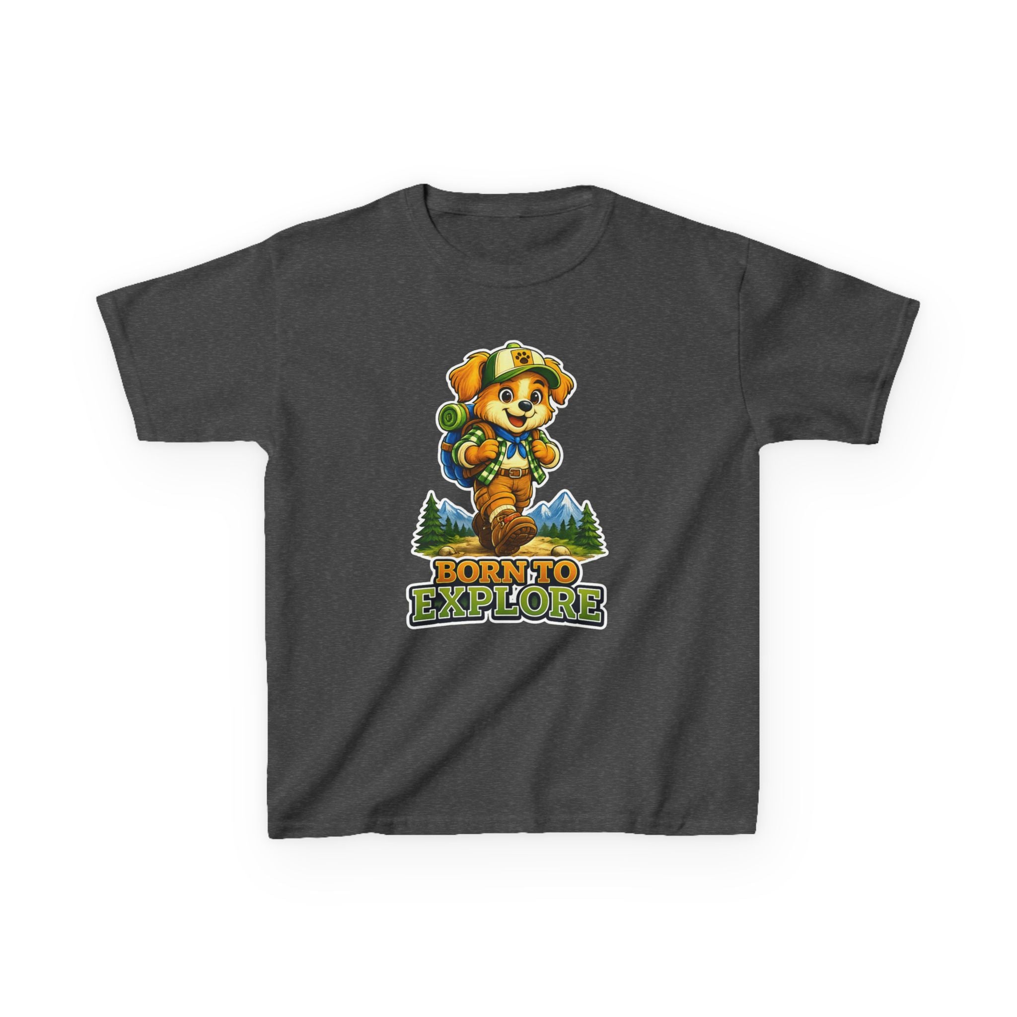Kids Adventure T-Shirt — 'Born to Explore' Adventure Puppy Graphic Tee