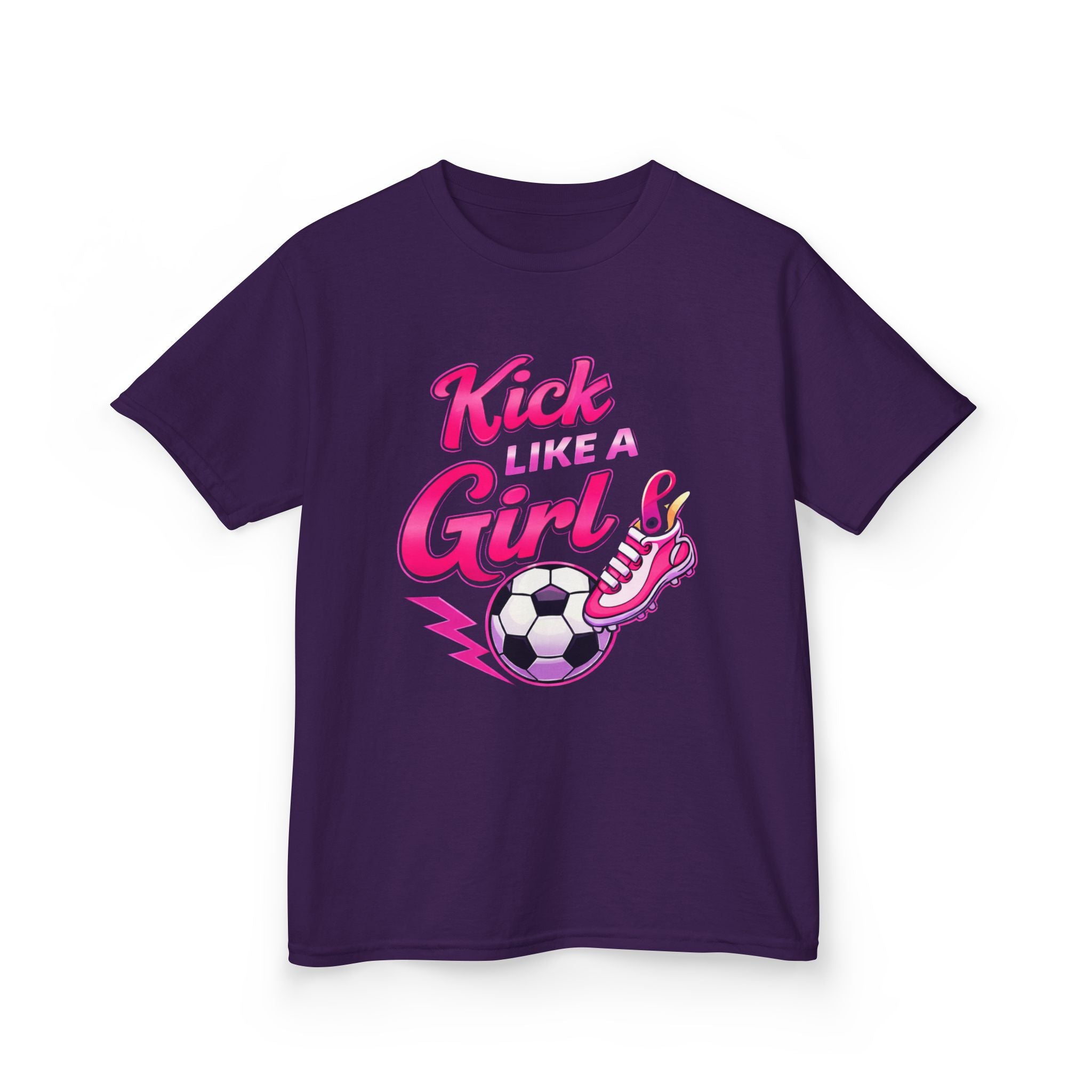 Kids Soccer T-Shirt — 'Kick Like a Girl' Soccer Graphic Tee