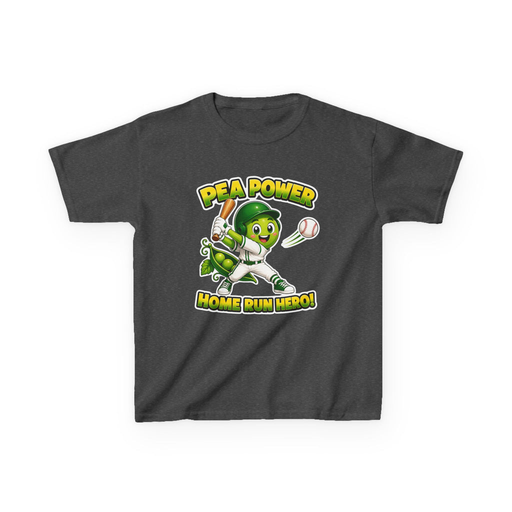Kids Baseball T-Shirt — 'Pea Power Home Run Hero' Graphic Tee
