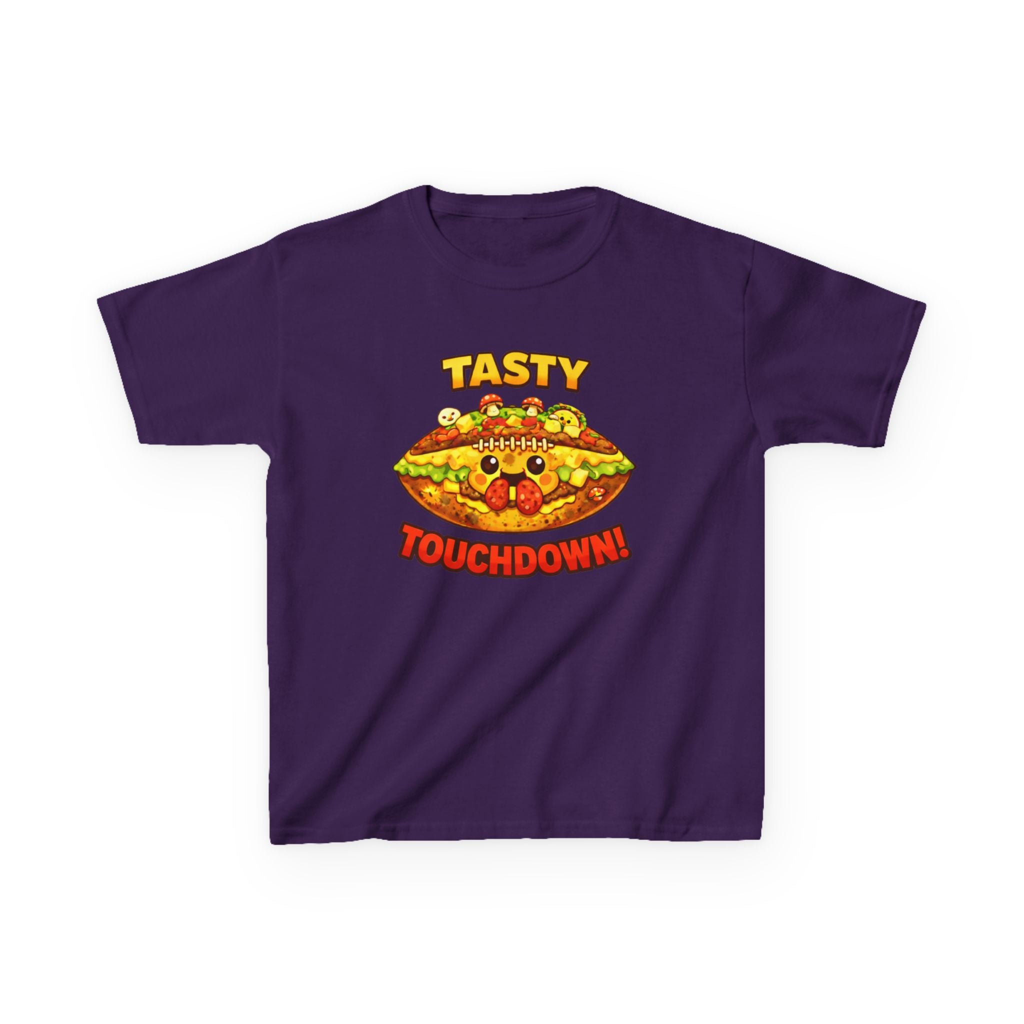 Kidxtr™ Kids Football T-Shirt — 'Football & Pizza' Cartoon Food Sports Graphic Tee