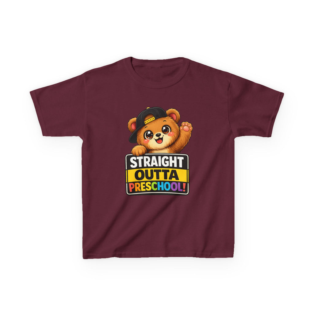 Kids Preschool T-Shirt — 'Straight Outta Preschool' Teddy Graduation Graphic Tee