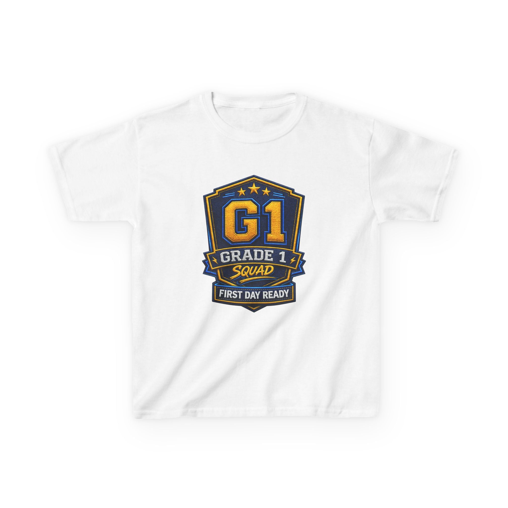 Kids Grade 1 T-Shirt — 'G1 Squad' First Day Ready Back-to-School Graphic Tee