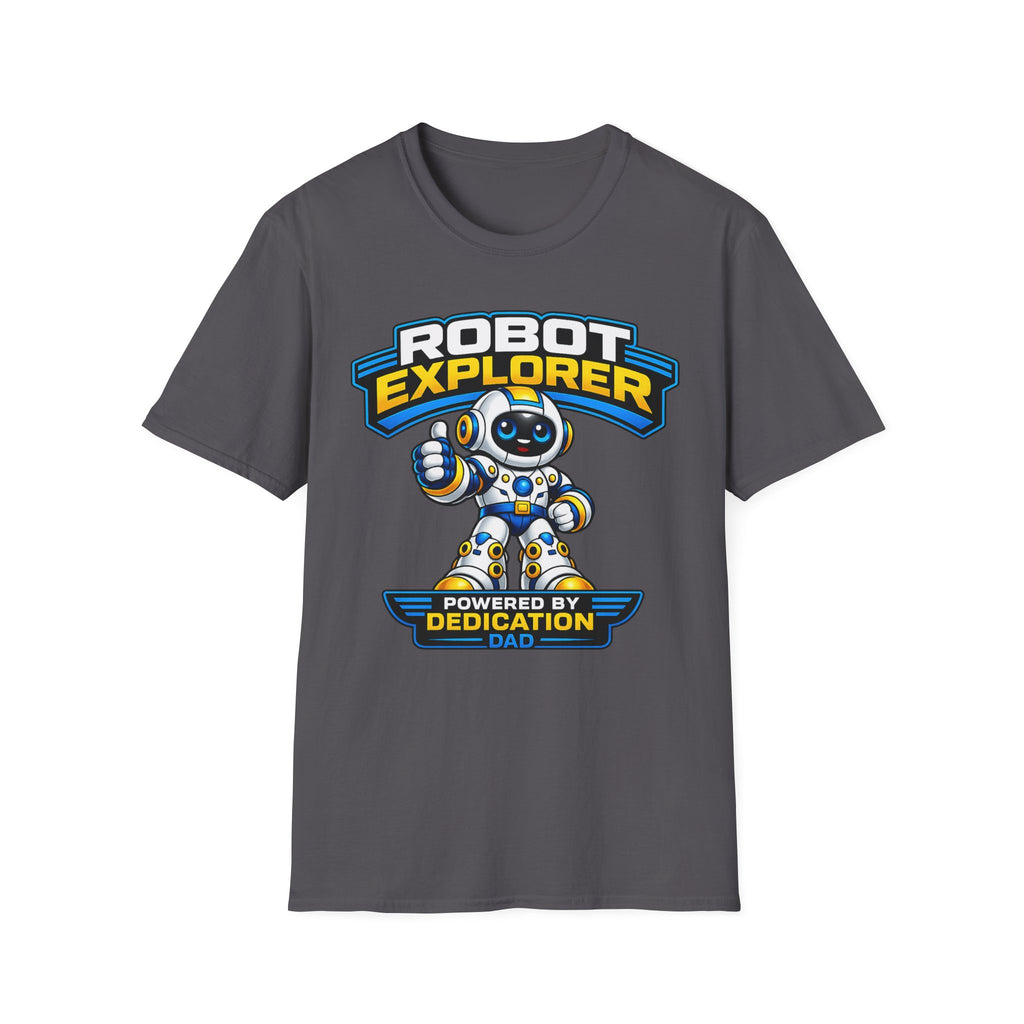 Copy of Robot Explorer T-Shirt — Cute Cartoon Robot Graphic Tee ("Powered by Dedication")