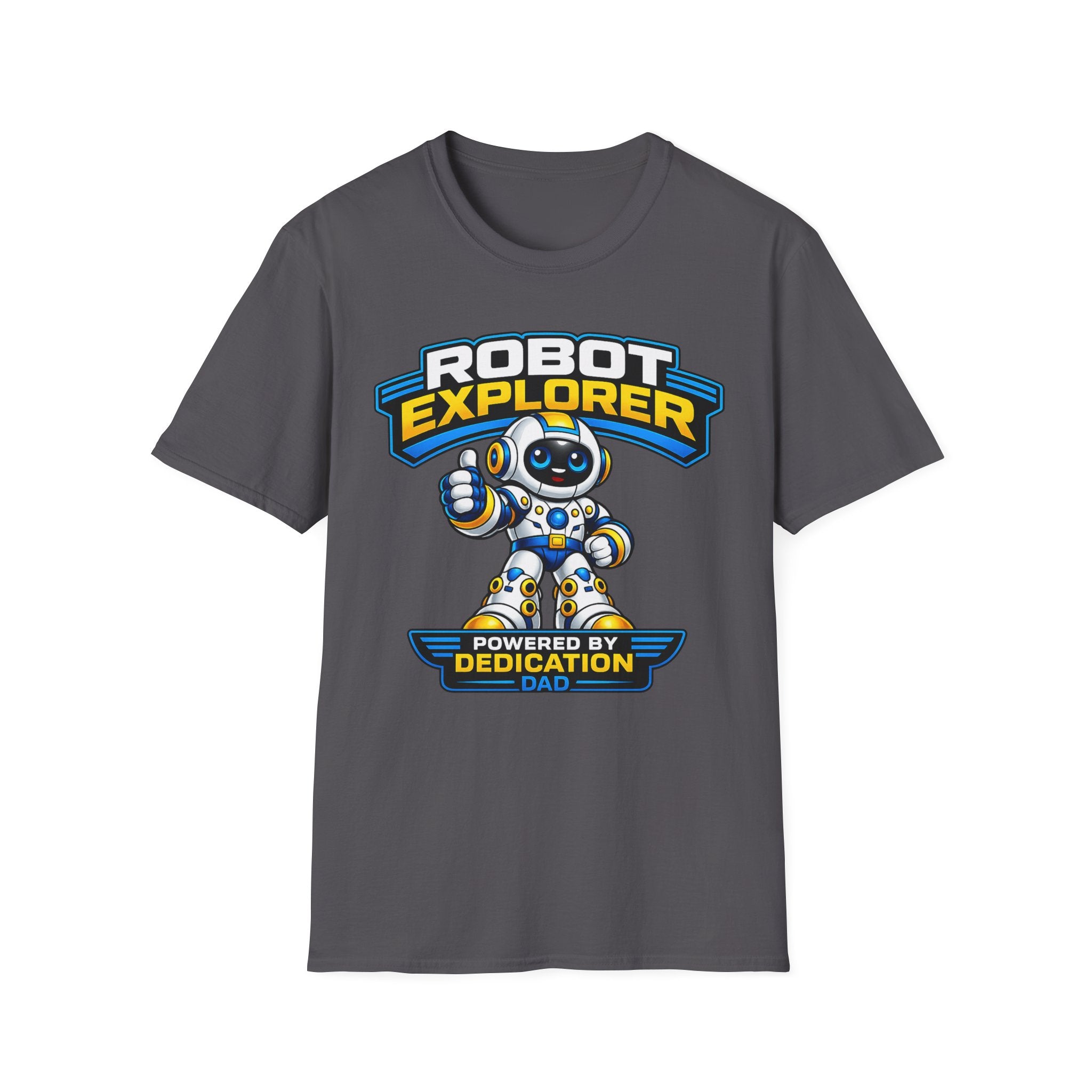 Copy of Robot Explorer T-Shirt — Cute Cartoon Robot Graphic Tee ("Powered by Dedication")